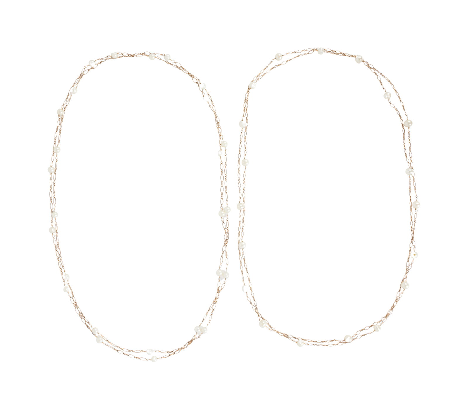 Jerry Weintraub | Necklace Group: Comprising a gold tone necklace, 20 inches; a sterling silver opal and diamond simulant pendant necklace, 17 3/8 inches; a gold plated and oval-cut green quartz pendant necklace, 18 inches; a pair of