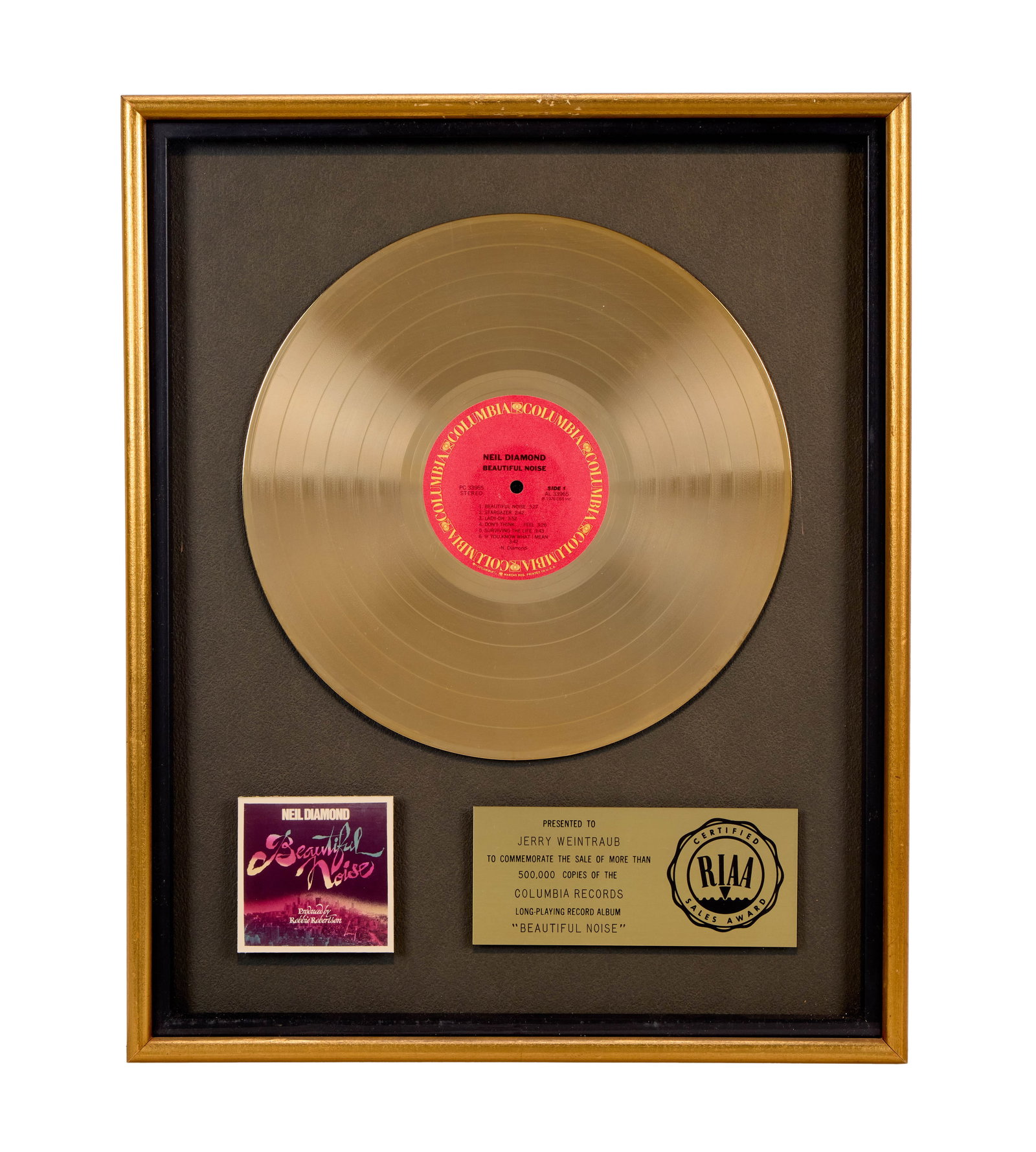 Jerry Weintraub | Neil Diamond "Beautiful Noise" RIAA Gold Record Award (1 of 2)
