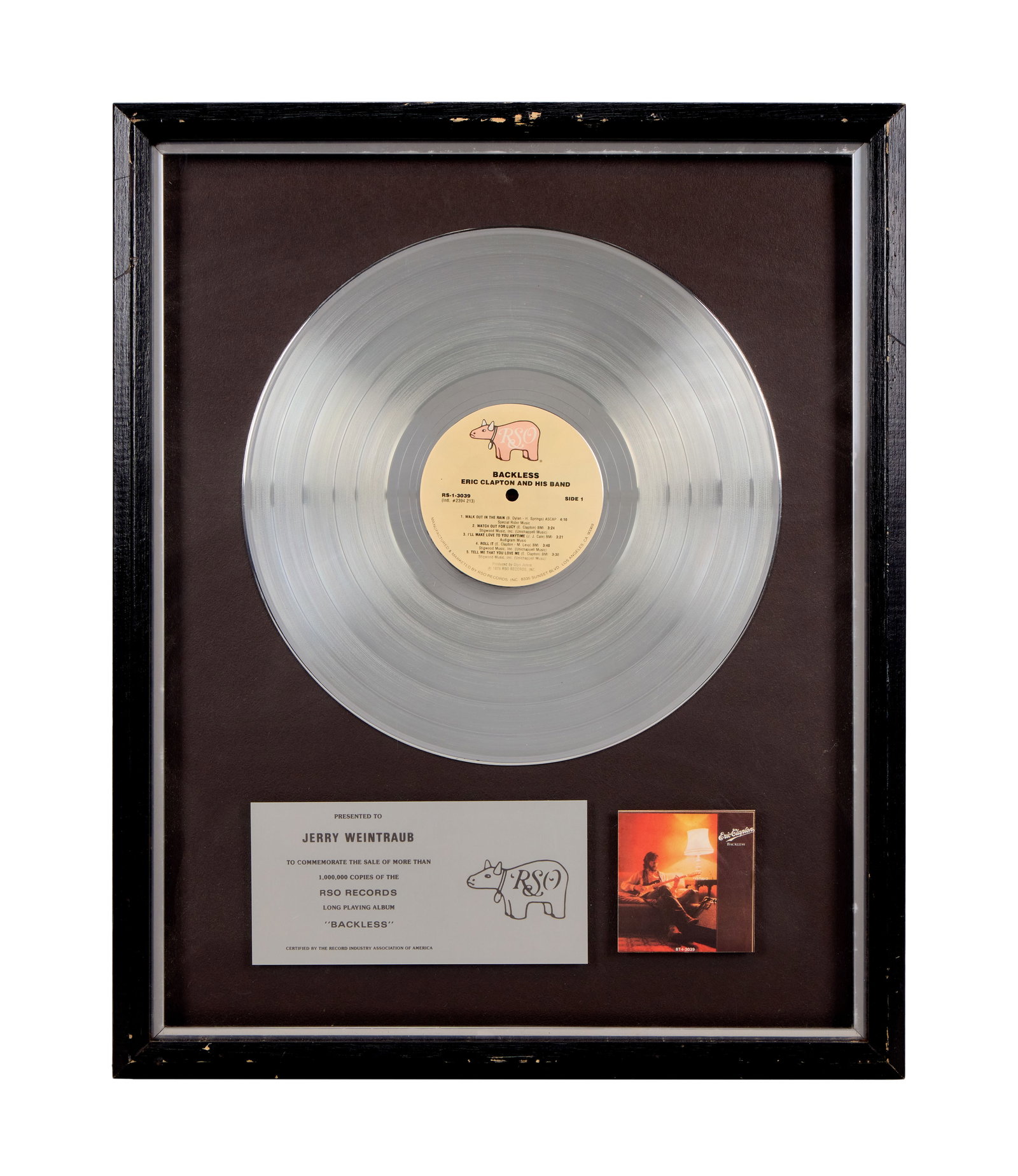 Jerry Weintraub | Eric Clapton "Backless" Platinum Record Award (1 of 2)