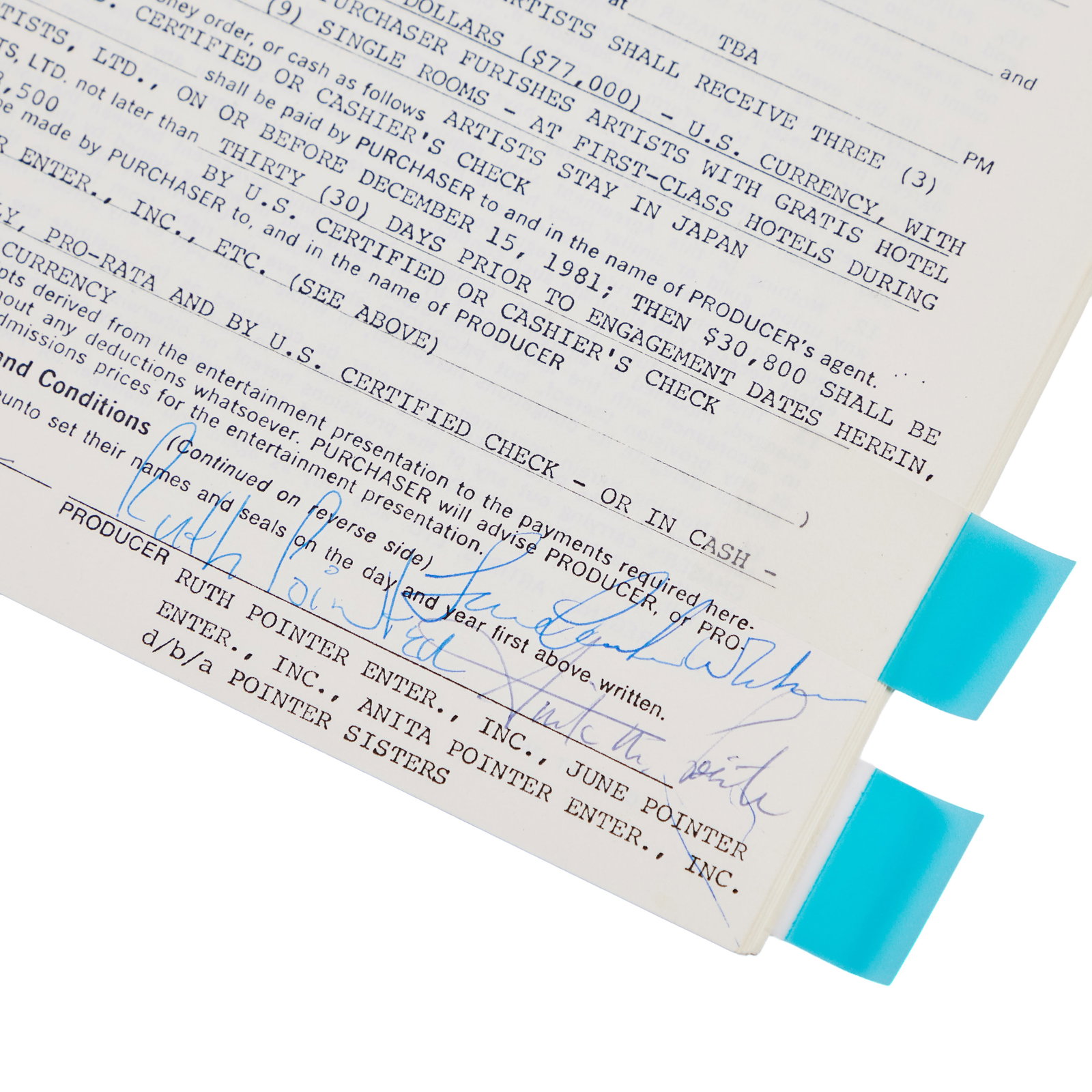 Jerry Weintraub | The Pointer Sisters Signed Contract Group - 2