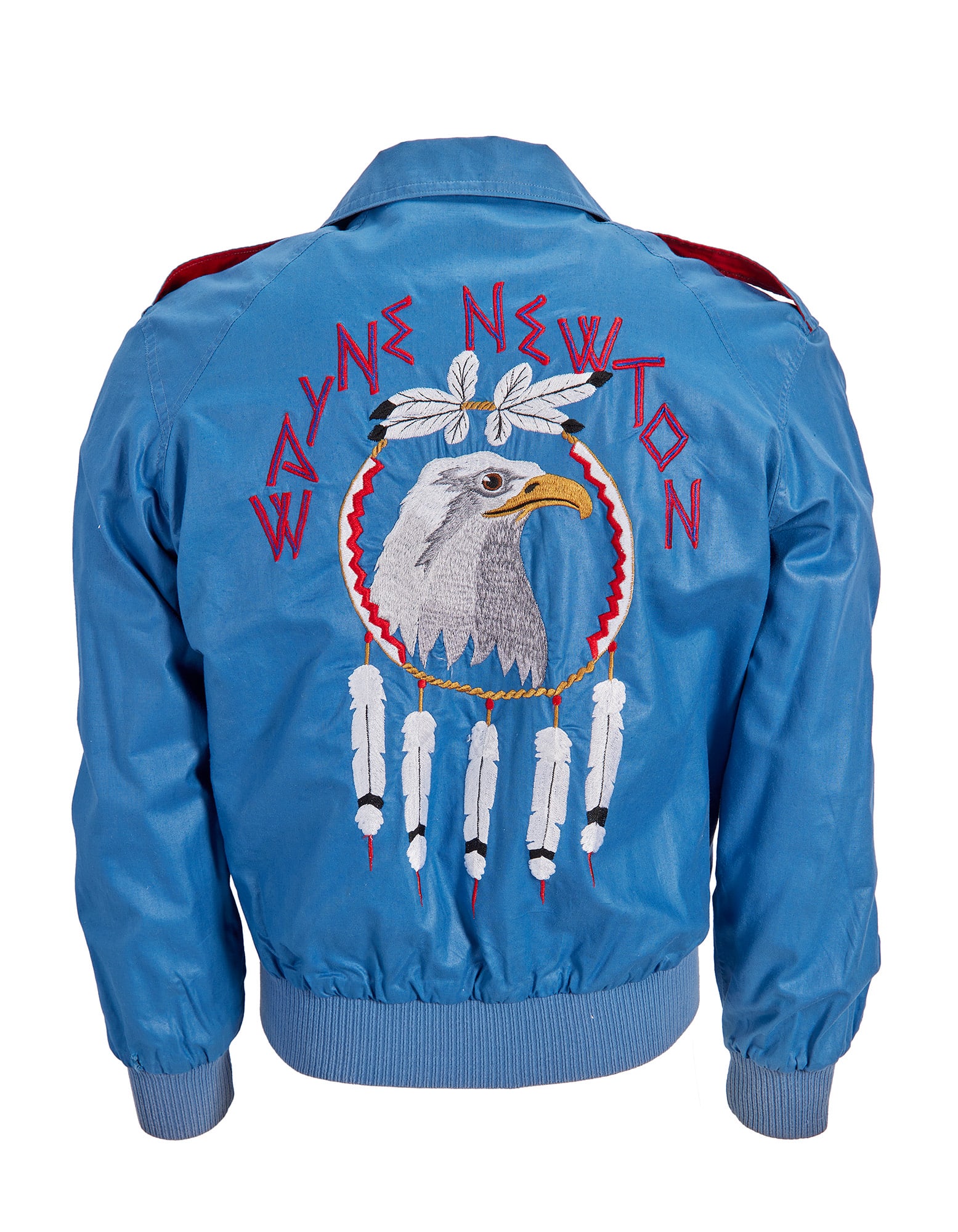 Jerry Weintraub | Miscellaneous Music and TV Show Jackets: A collection of five jackets relating to musical artists and television series from the personal collection of Jerry Weintraub. Includes:-A blue snap button jacket with "Wayne Newton" stitched on the