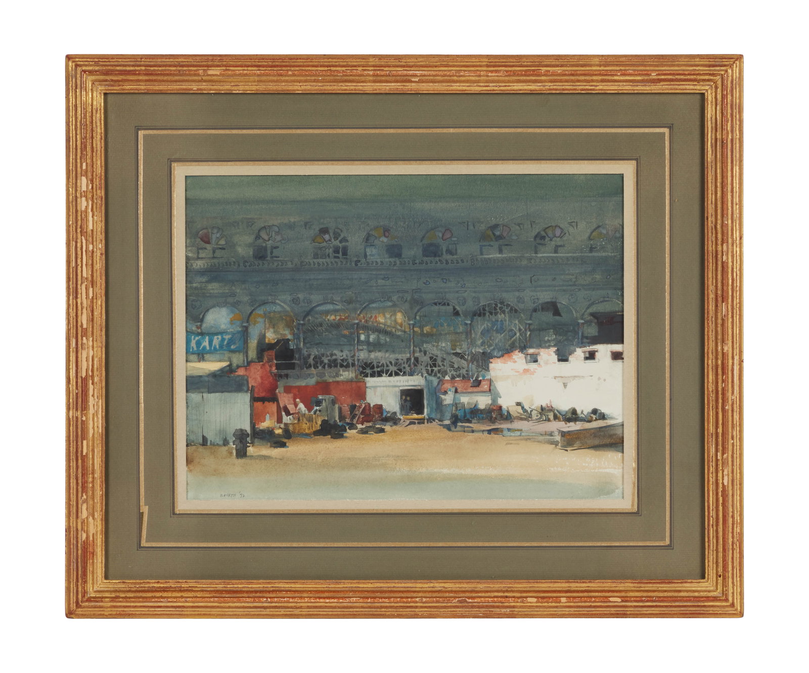 Jerry Weintraub | Bruce North "Coney Island Capriccio" Watercolor: A watercolor on paper drawing titled "Coney Island Capriccio," signed and dated "'72" lower left by Bruce North (American, B. 1940). From the Estates of Jerry Weintraub and Jane Morgan