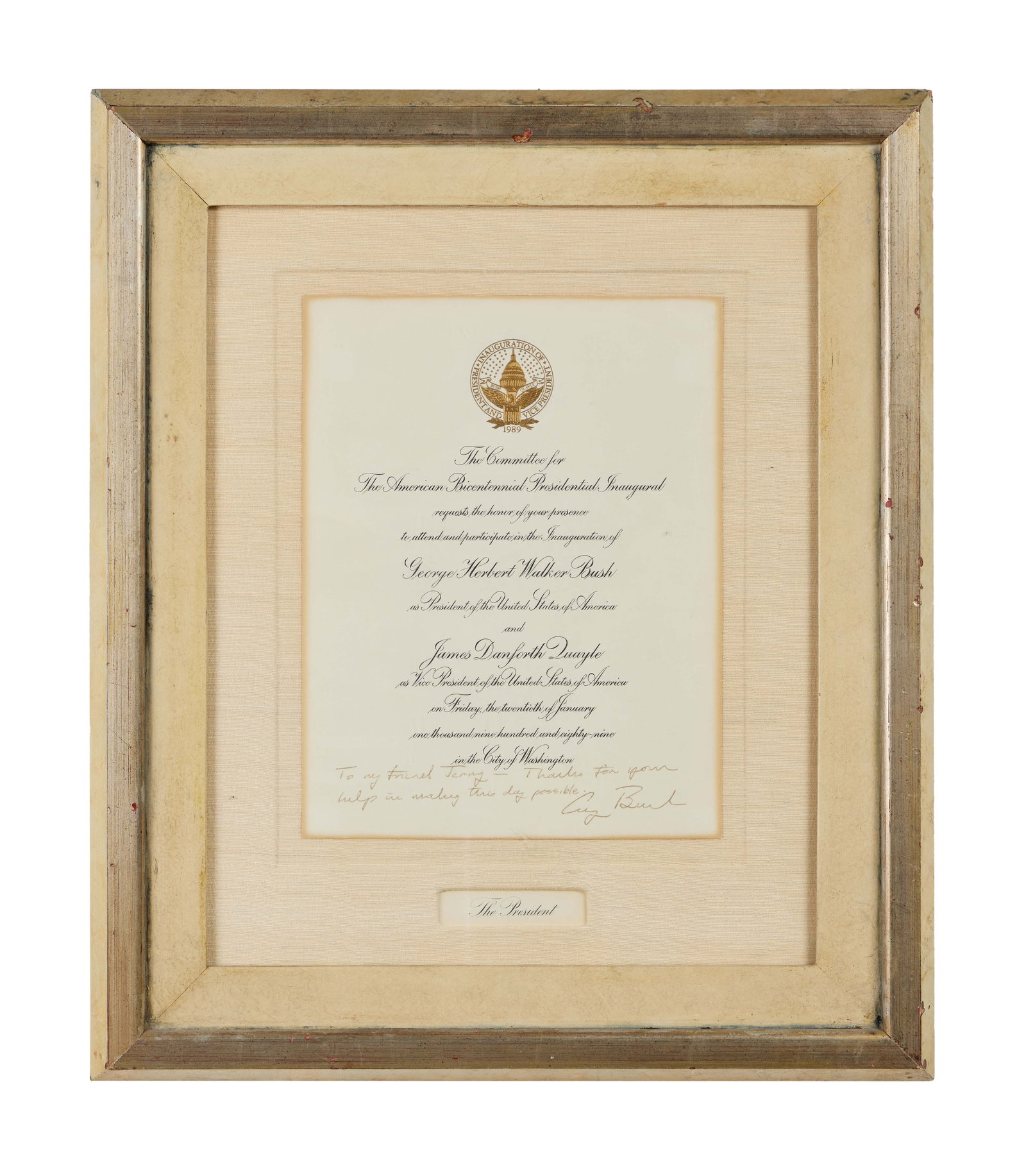 Jerry Weintraub | 1989 Presidential Inauguration Ephemera (1 of 5)