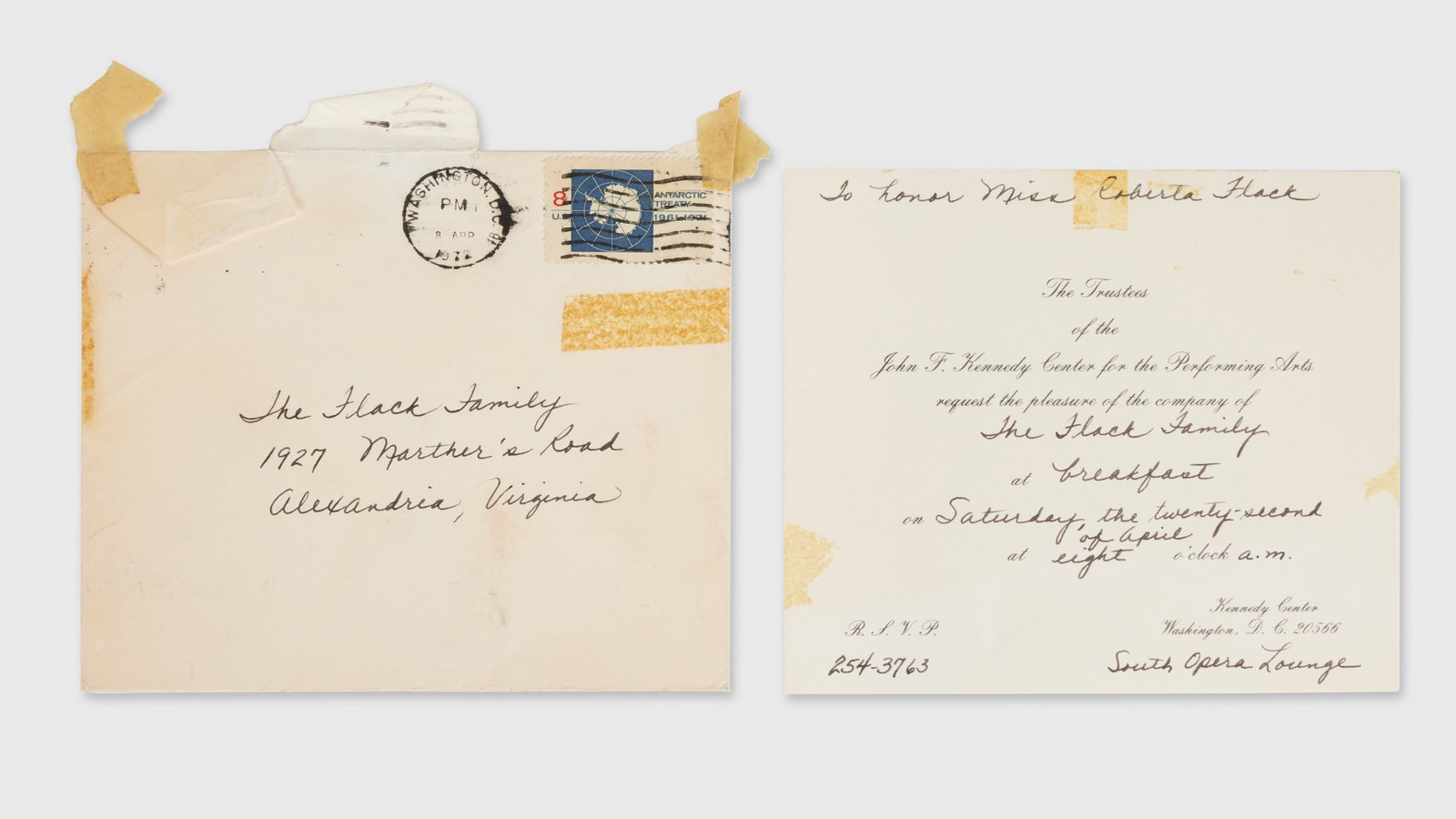 Roberta Flack | 1972 Kennedy Center Invitation (1 of 2)