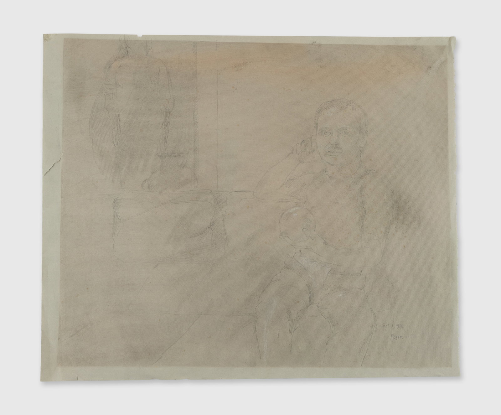 Roberta Flack | Pencil Drawing of a Man: A pencil drawing of a man from the collection of Roberta Flack. Signed "Rosen" and dated "1976" by the artist. From the Estate of Roberta Flack