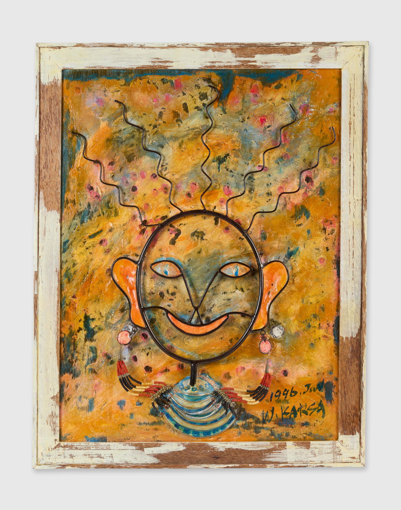 Roberta Flack | 1996 W. Karsa Three-Dimensional Painting: A three-dimensional painting with metal details from the collection of Roberta Flack. The work is dated "1996" and signed "W. Karsa." From the Estate of Roberta Flack