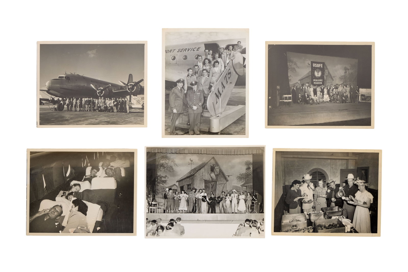 Hank Williams Sr. | 1949 Post-WWII Grand Ole Opry Tour Photos: Six black and white vintage photographs of Hank Williams Sr. and his first wife, Audrey Williams, together with a Grand Ole Opry touring troupe, in November of 1949. The photos depict the troupe on th