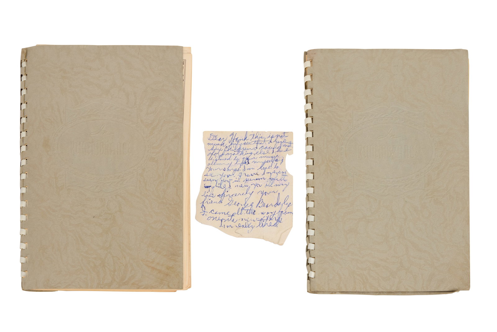 Hank Williams Sr. | 1953 Montgomery, Alabama Funeral Home Registry and Fan Note Left on Grave (1 of 3)