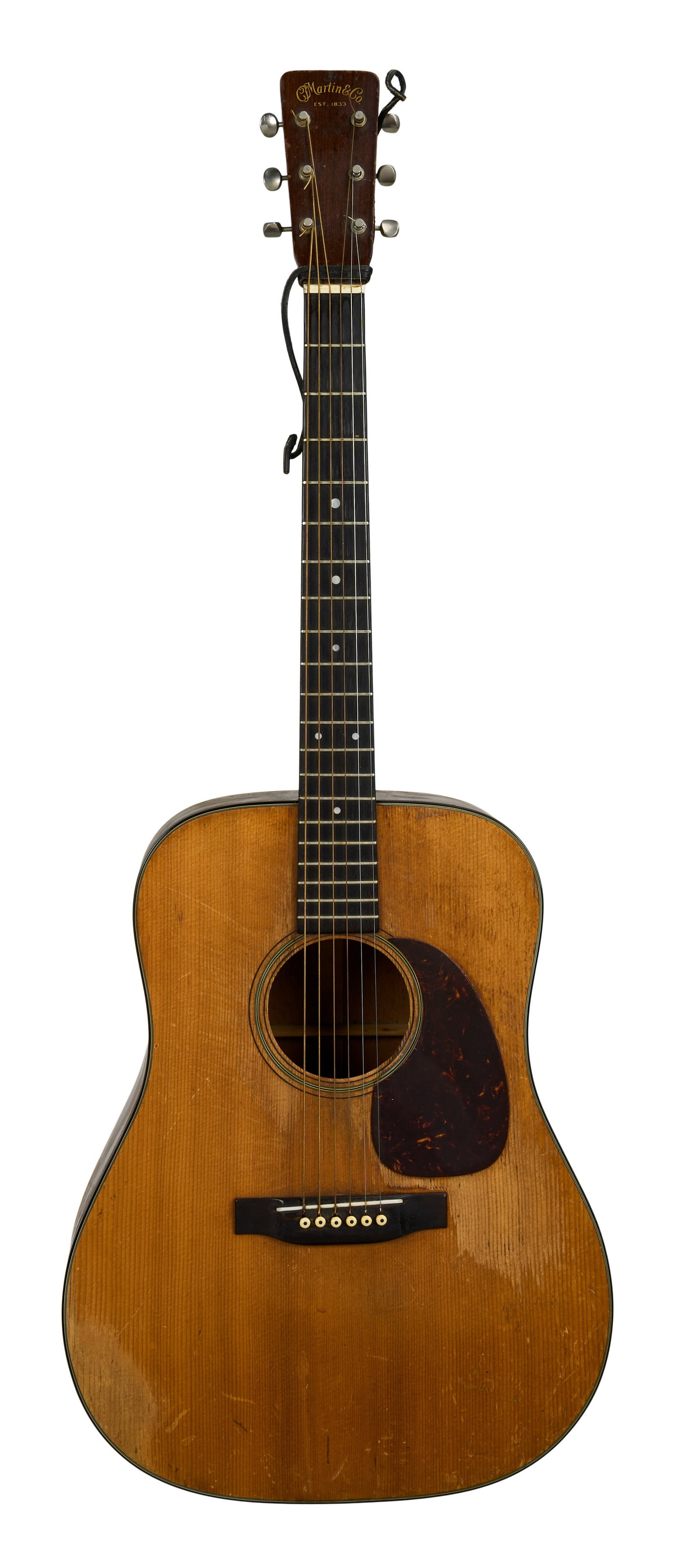 Johnny Cash | Grand Ole Opry 1956 Debut Stage Played 1954 Martin D18 Acoustic Guitar: Johnny Cash's 1954 Martin D18 acoustic guitar, serial #138225, stage played by the Man In Black himself during his earliest days as a recording artist. Cash employed this Martin D-18 from 1954 to 1956