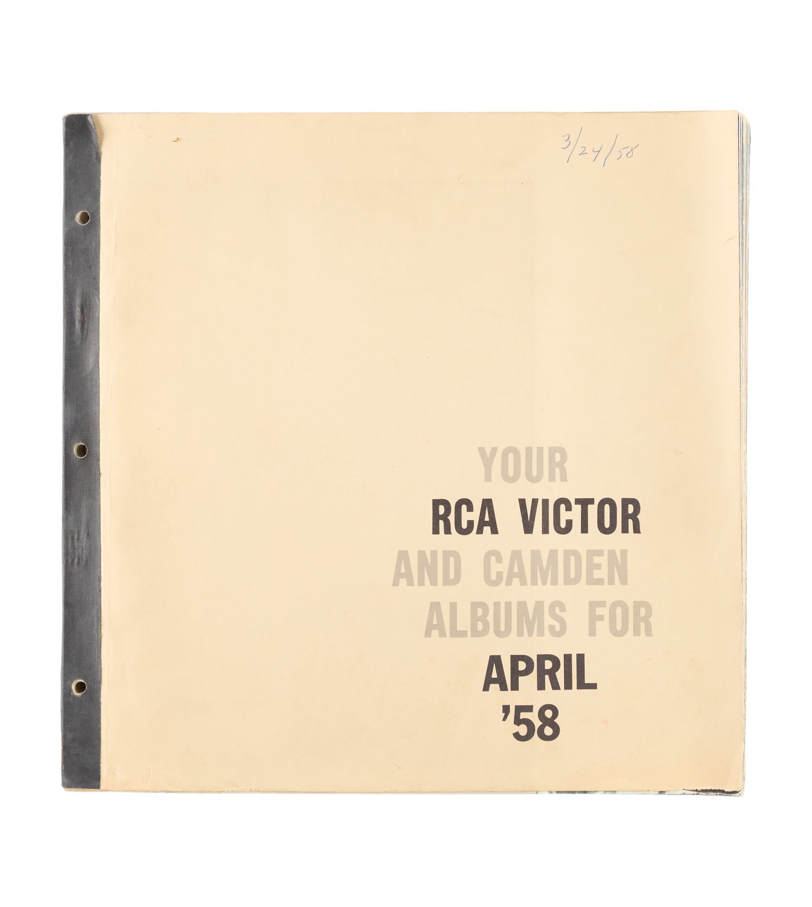 RCA Victor | 1958 Book of Record Album Cover Proofs: An official RCA Victor book containing the album cover proofs for all of the albums released that year, including titles from Elvis Presley, Tommy Dorsey, Glen Miller, Mary Martin, and more. Bound wit