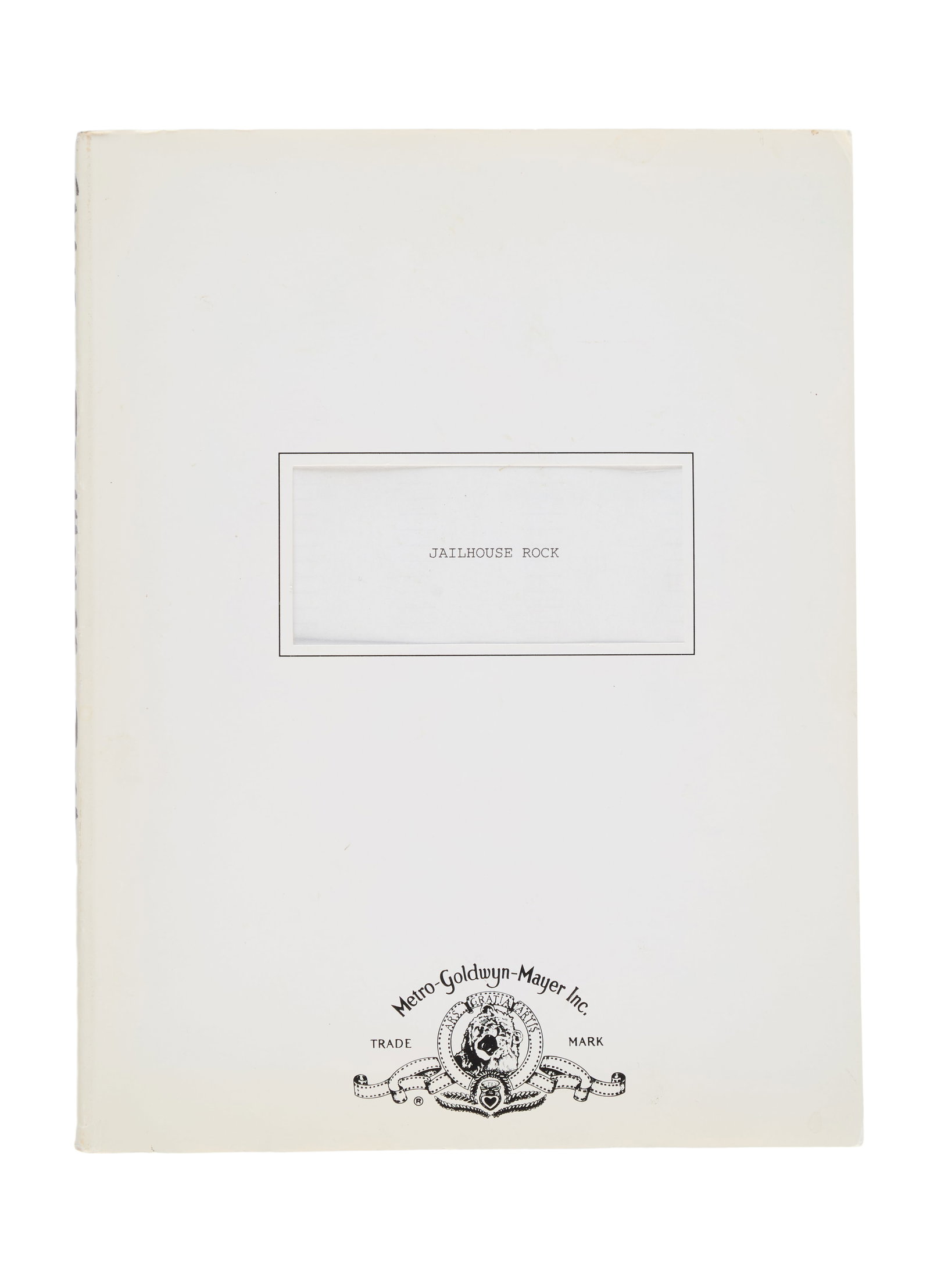 Elvis Presley | 1957 Official MGM File Copy "Jailhouse Rock" Script: A 1957 MGM Studio file copy of the Elvis Presley film, Jailhouse Rock (MGM, 1957), in the original production binding. The title page reads: Prod. #1719 / Jailhouse Rock / FILE COPY / Okayed by Pandro