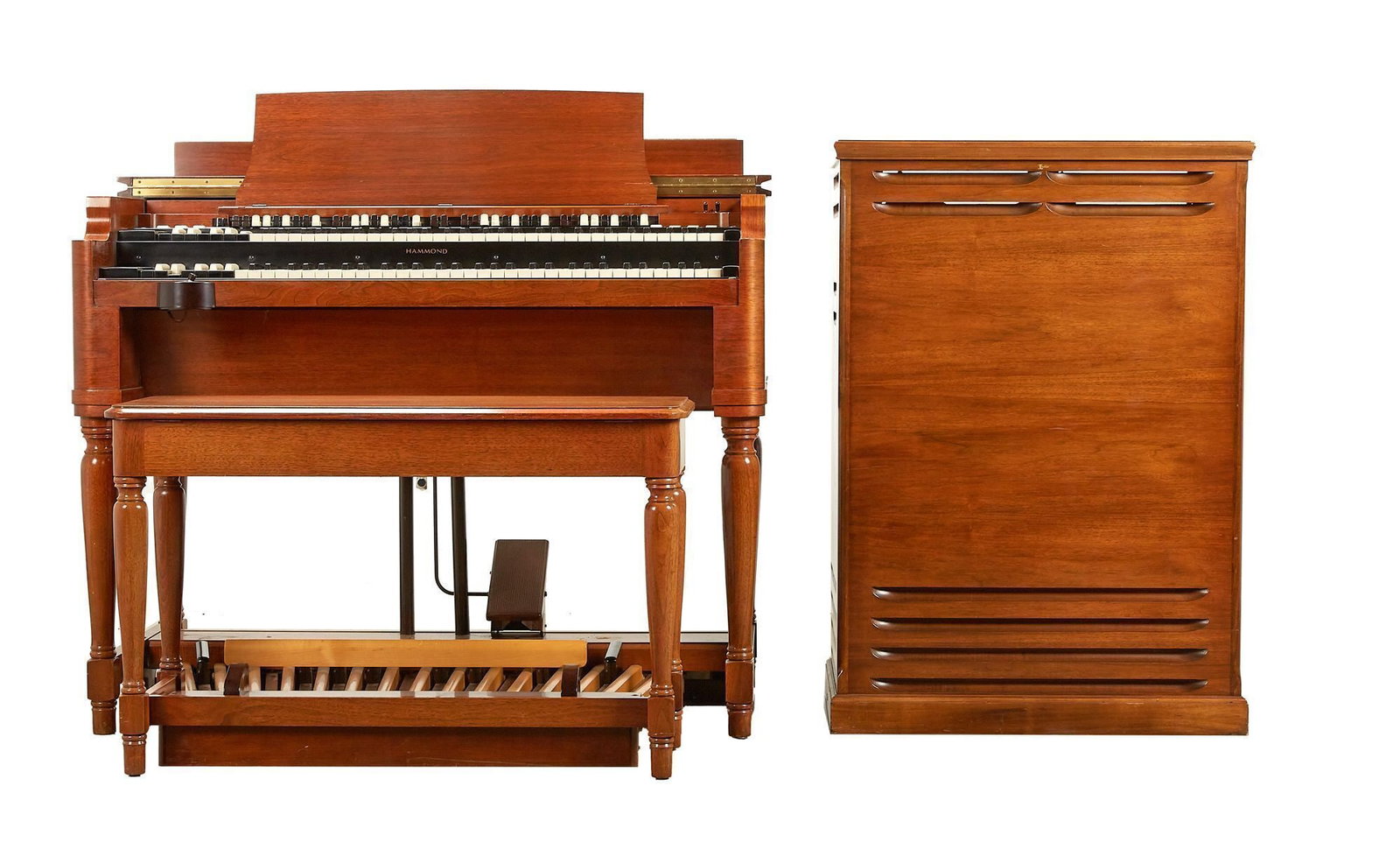 Joey DeFrancesco | 1962 Hammond B3 Organ with Matching Leslie 22R Cabinet and Stool Walnut: A 1962 Hammond B3 Organ serial #87250 with a matching c.1963 Leslie 22R rotary speaker cabinet and stool serial #41152 in Walnut finish. Owned and played by the late Joey DeFrancesco, the prolific org