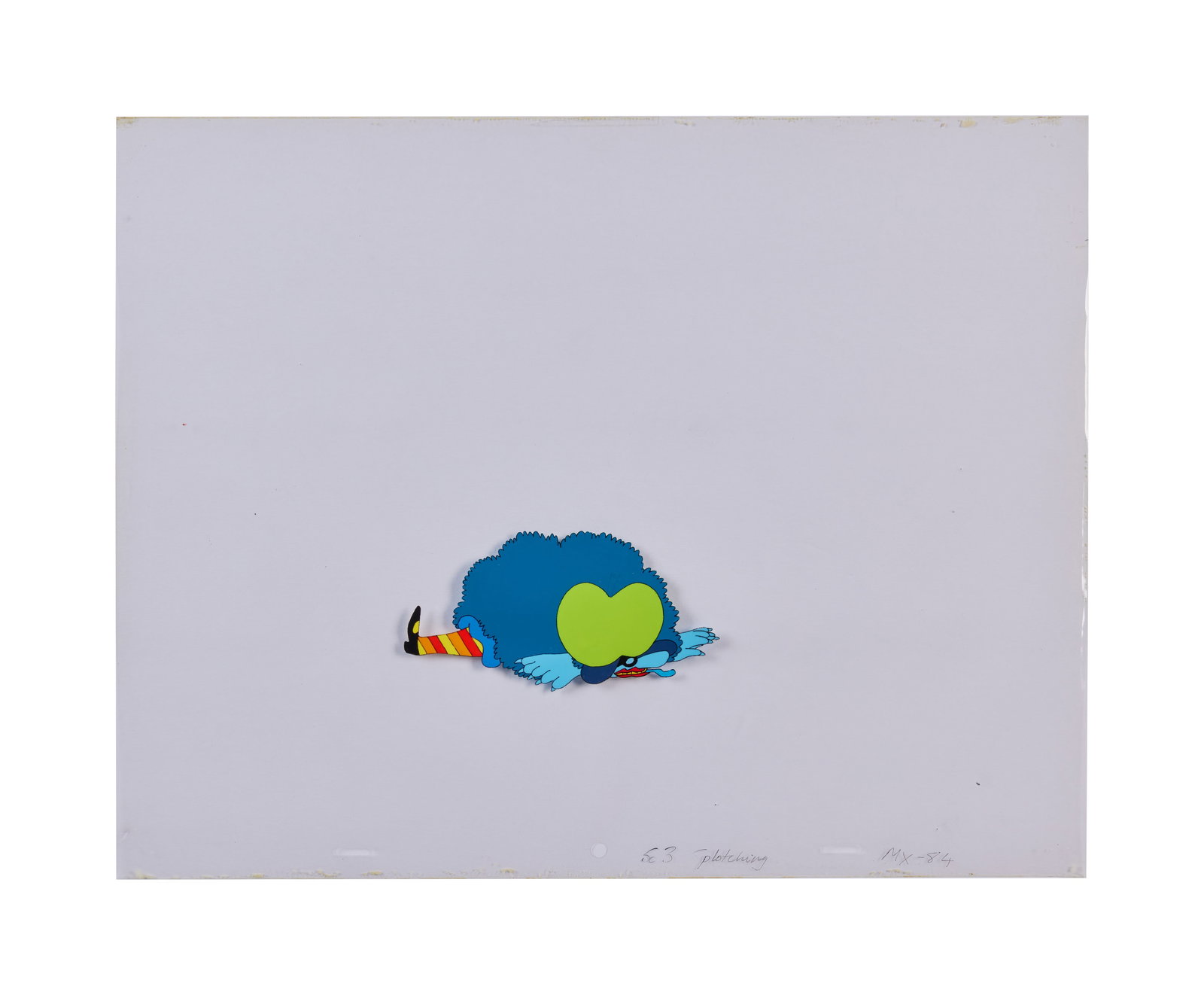 The Beatles | "Yellow Submarine" Blue Meanie Animation Cel: A highly detailed, gouache on celluloid sheet animation cel of a Blue Meanie stormtrooper from the production of The Beatles' animated film, Yellow Submarine (Apple Corps, 1968). The cel features a st