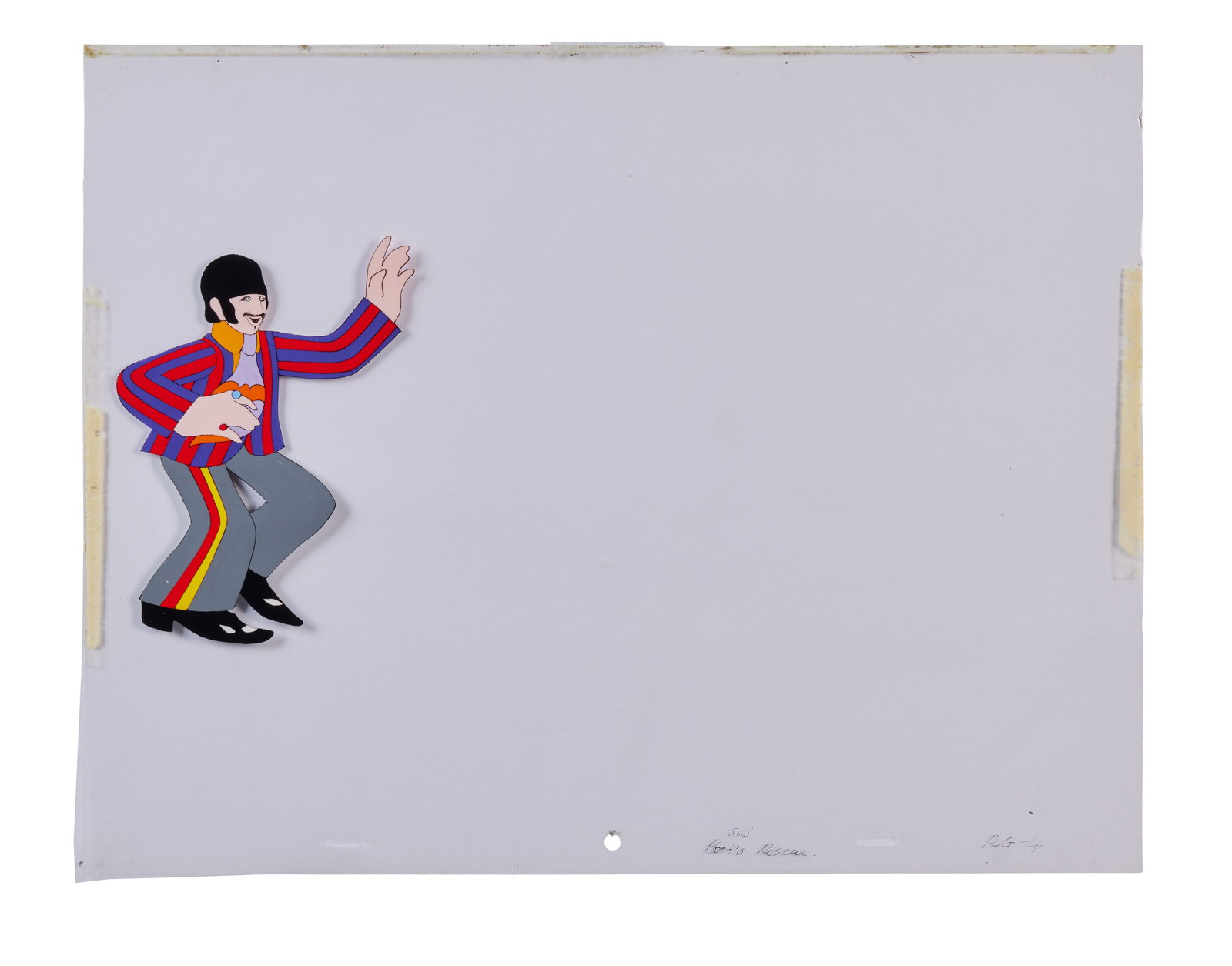 The Beatles | "Yellow Submarine" Ringo Starr Animation Cel: A highly detailed, gouache on celluloid sheet animation cel of Ringo Starr from the production of The Beatles' animated film, Yellow Submarine (Apple Corps, 1968). The cel features Ringo in his "Every