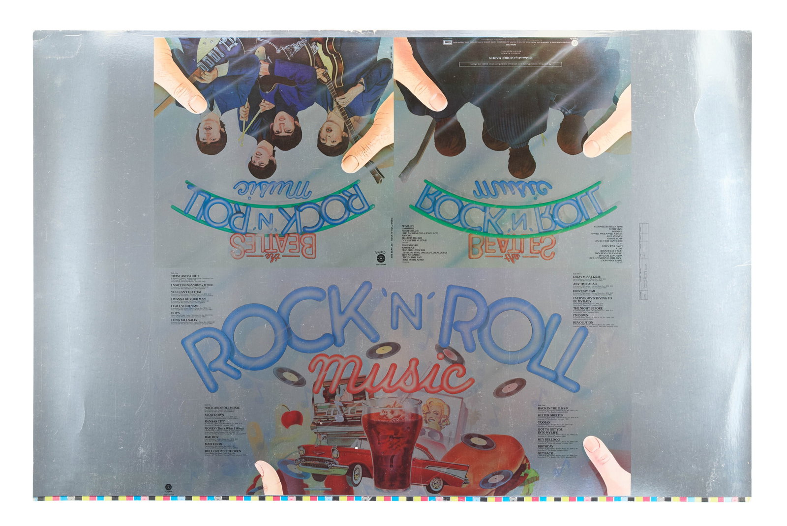 The Beatles | 1976 "Rock 'n" Roll Music" Master Foil Proof: A 1976 "Contract Standard" master gatefold foil proof (Job #16771, 5/4/76), pulled during the final production window before the passing of Art Director Roy Kohara and CEO Bhaskar Menon. 