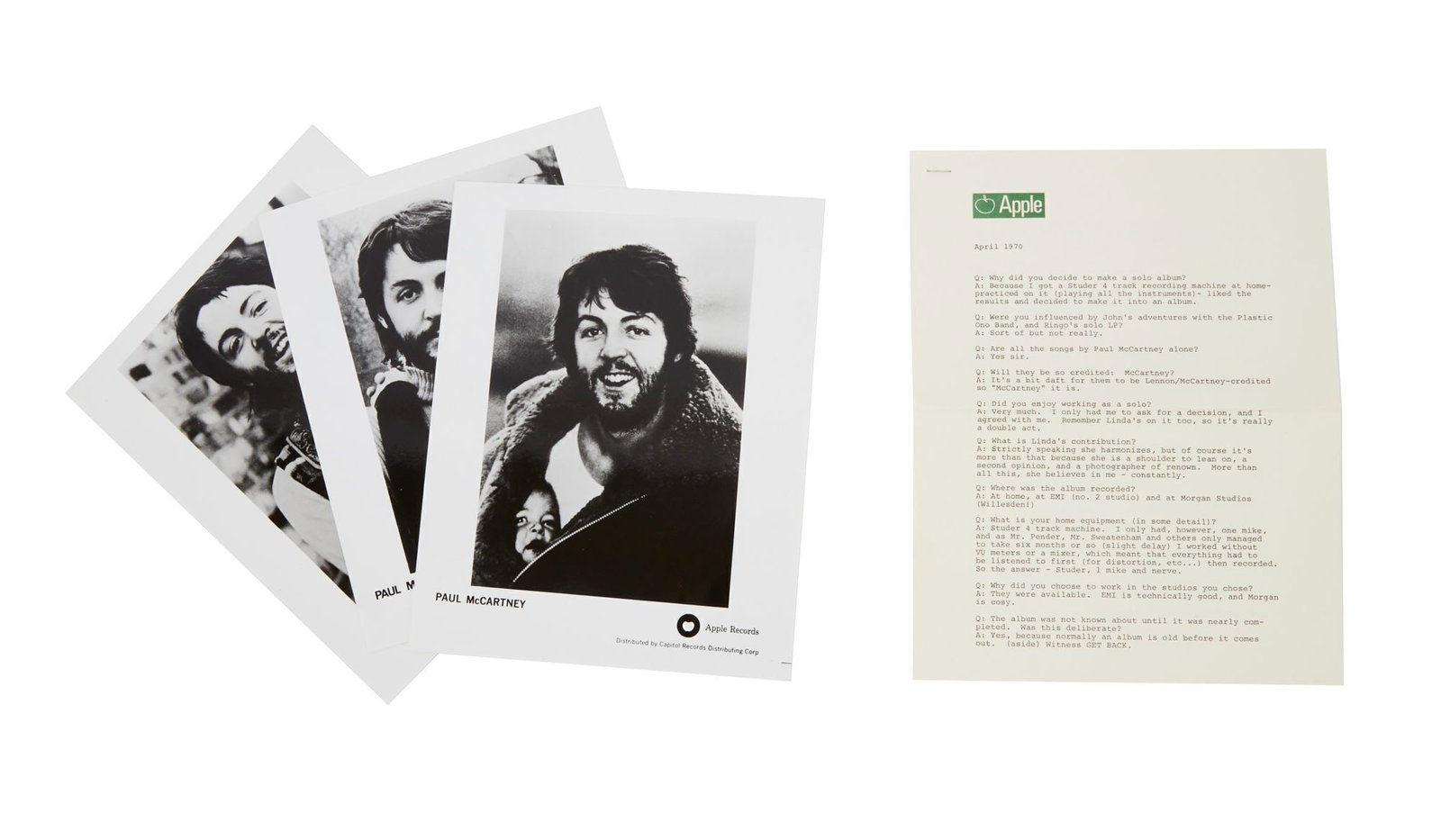 Paul McCartney | 1970 Apple Records Press Kit with Printed Signature (1 of 5)