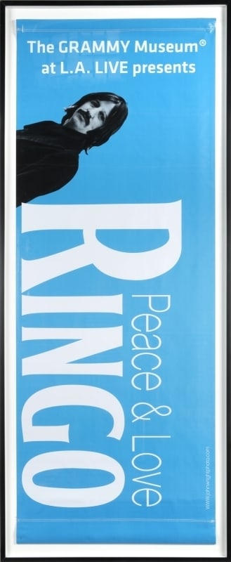Ringo Starr | 2013 Grammy Museum Exhibition Banners: Two professionally framed large-printed vinyl banners promoting the Grammy Museum Los Angeles exhibition titled "Ringo: Peace & Love," which opened on June 12, 2013.