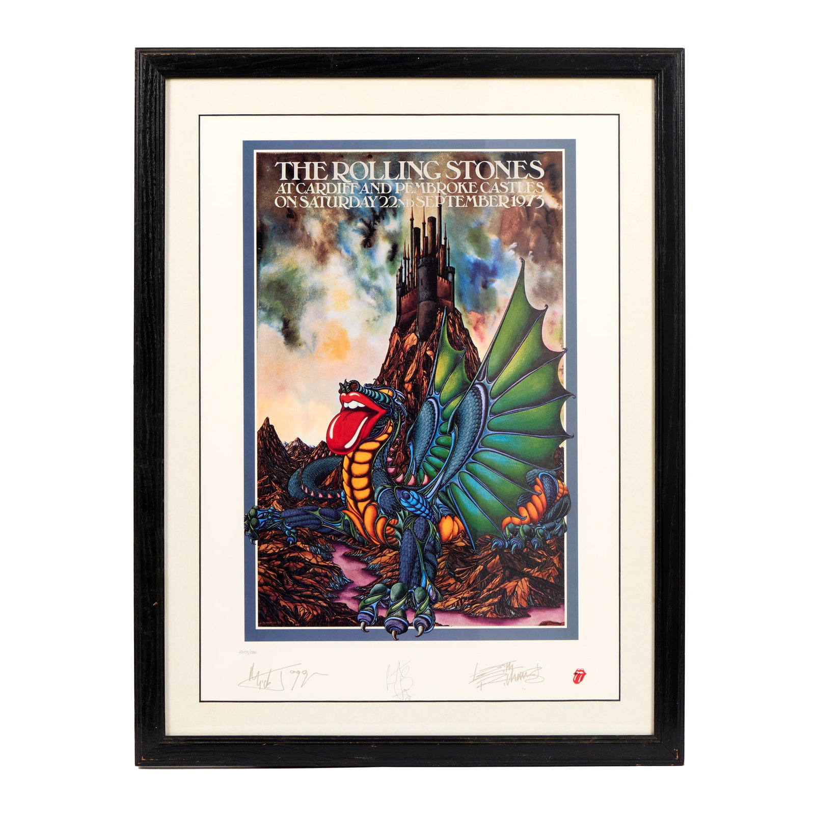 The Rolling Stones | Cardiff and Pembroke Castles 1973 Limited Edition Lithograph: This is a limited edition lithograph print that was derived from the artwork used on the 1973 Rolling Stones Pembroke Castles concerts. This lithograph was made in 1994 and is a plate edition