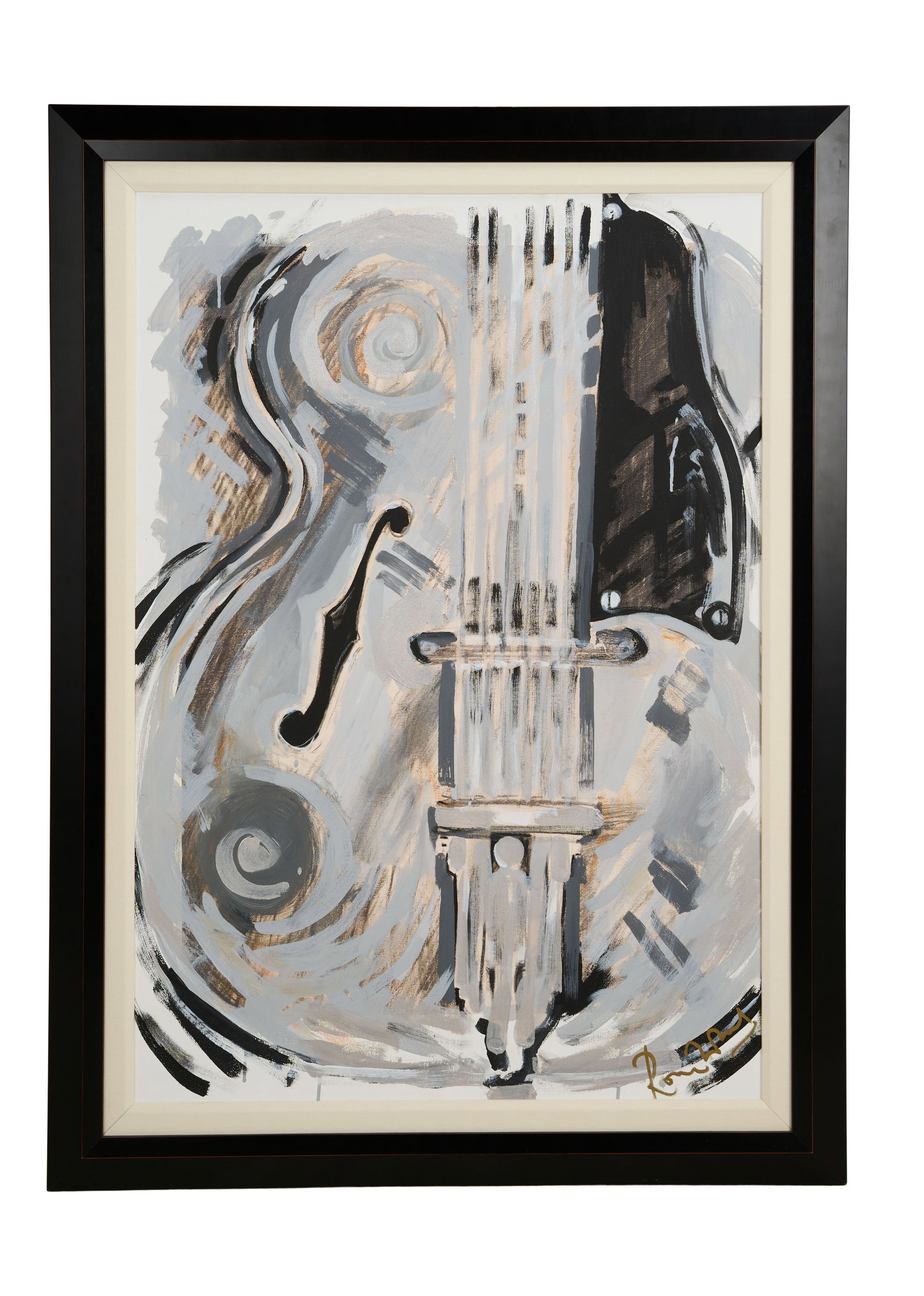 Ronnie Wood | "Abstract Guitar" Signed Original Oil on Canvas Painting: An original Ronnie Wood oil on canvas painting entitled "Abstract Guitar," signed by him.