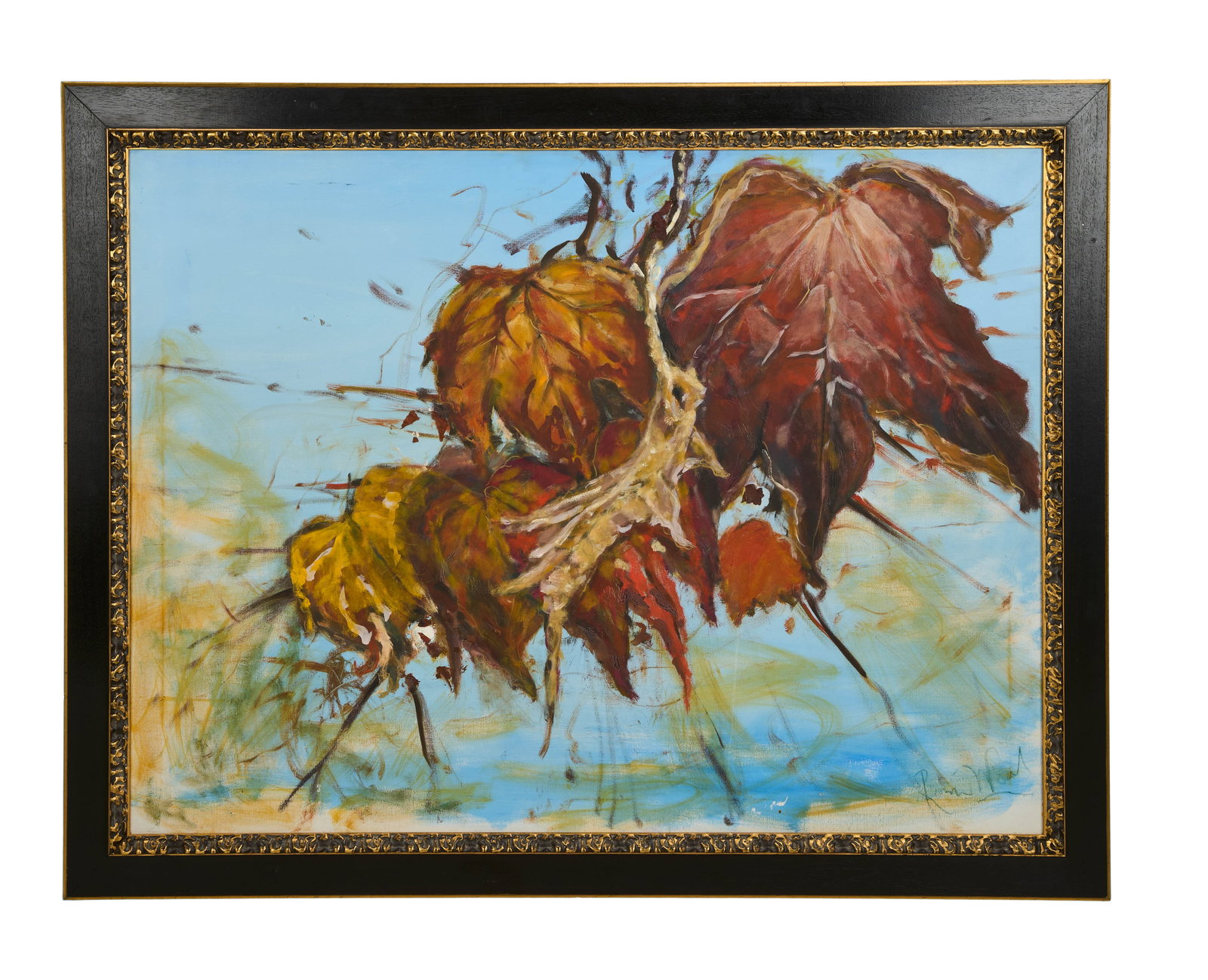 Ronnie Wood | "Leaves" Signed Original Oil on Canvas Painting: An original Ronnie Wood oil on canvas painting entitled, "Leaves," signed by him.