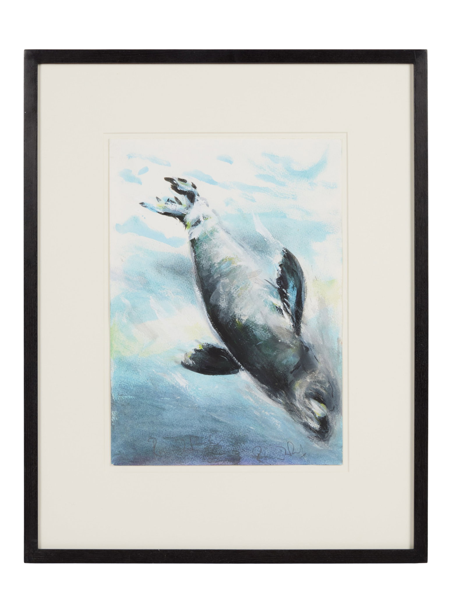 Ronnie Wood | "Seal" Signed Original Watercolor on Paper Painting: An original Ronnie Wood watercolor painting entitled, "Seal," signed by him.
