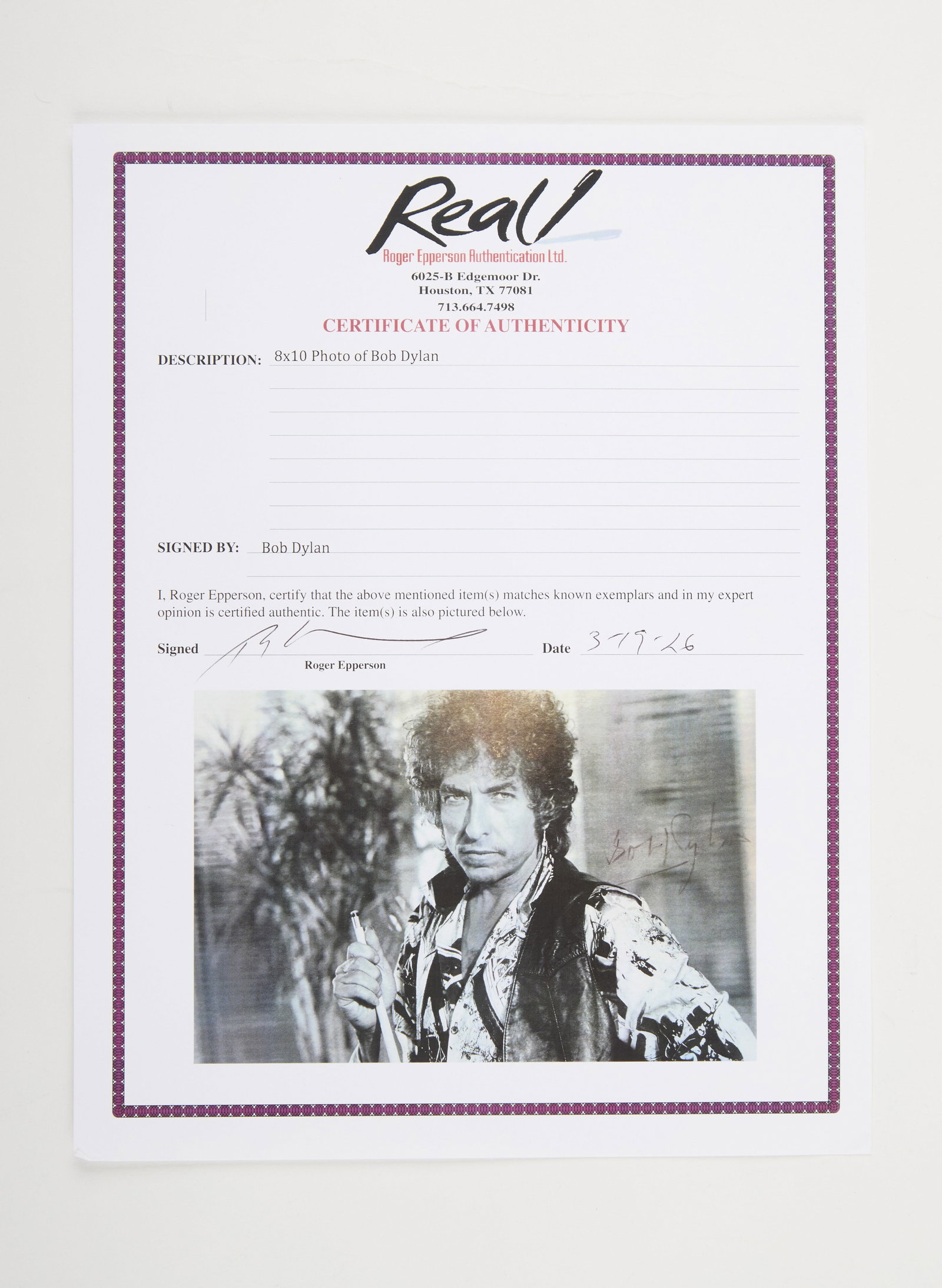 Bob Dylan | Signed Photo - 4