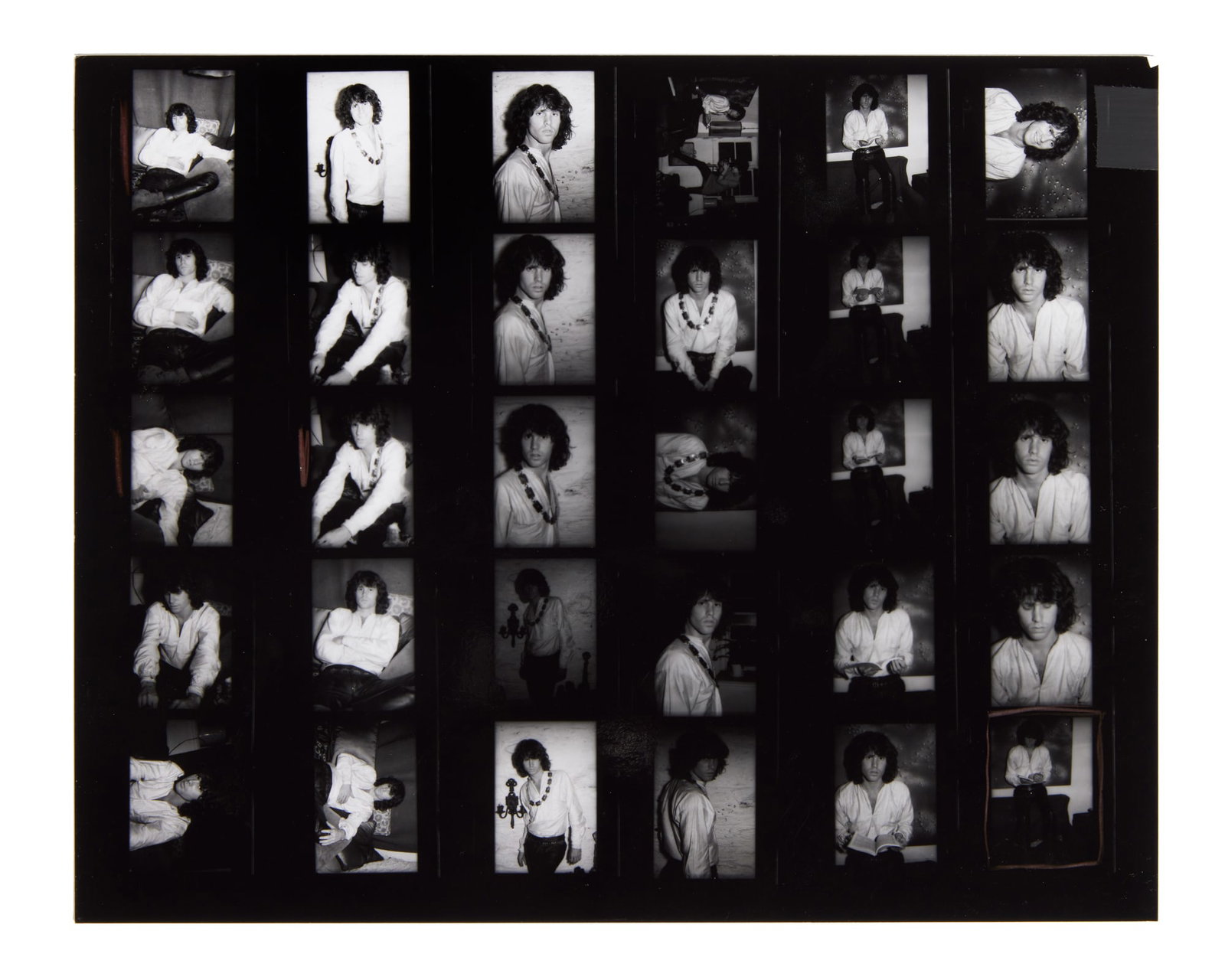 Jim Morrison | Gloria Stavers Contact Sheet (1 of 2)