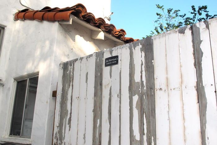 Jim Morrison | 1971 West Hollywood Apartment Original Garage Door: The original wooden garage door of Jim Morrison's final U.S. residence, located at 8214 West Norton Avenue in West Hollywood, CA. He shared this two-bedroom unit with Pamela Courson from 1970 to 1971,