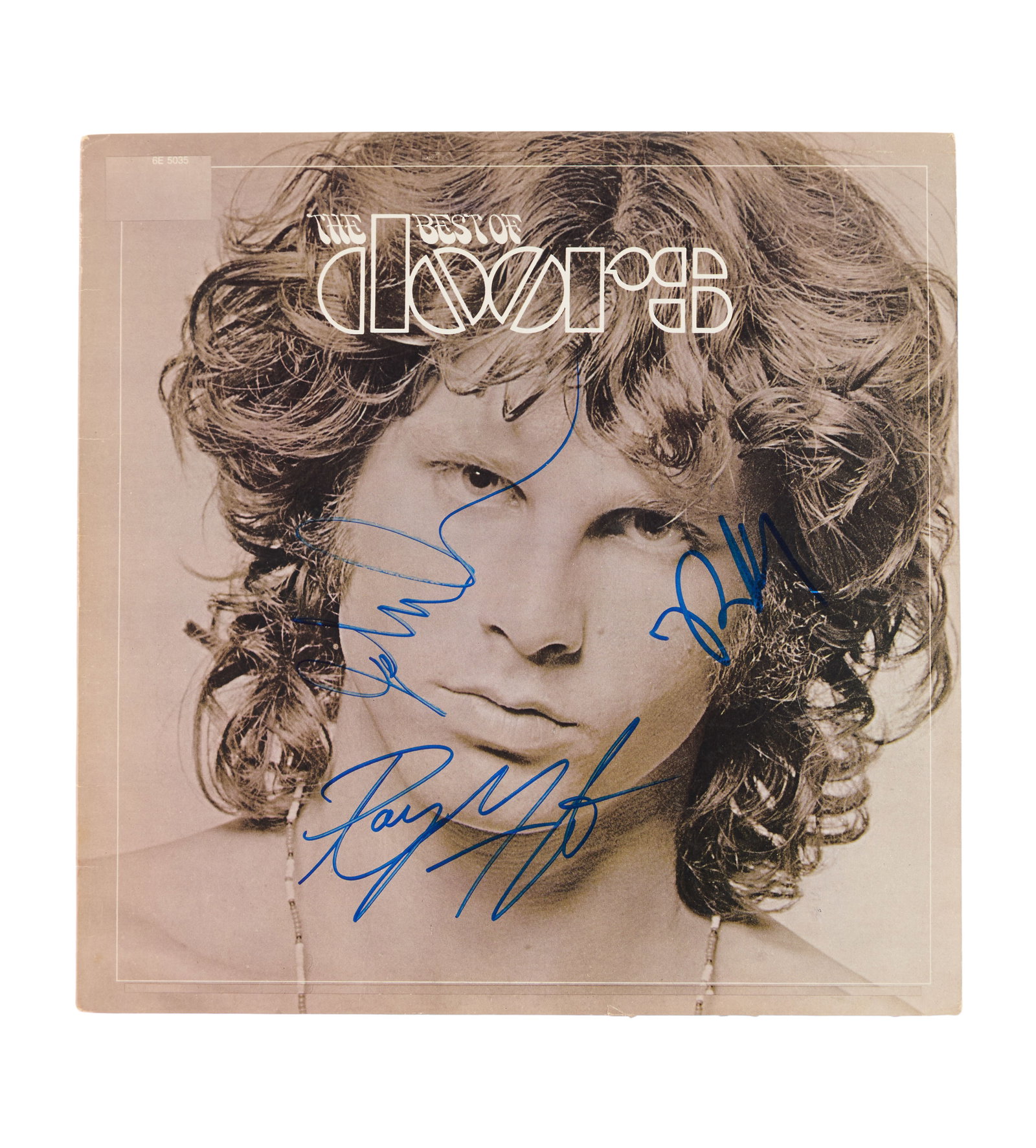 The Doors | Band-Signed "The Best of the Doors" Record Album: The compilation album, The Best of the Doors, signed by Robby Krieger, Ray Manzarek, and John Densmore in blue marker. Accompanied by a Certificate of Authenticity from Roger Epperson Authentication