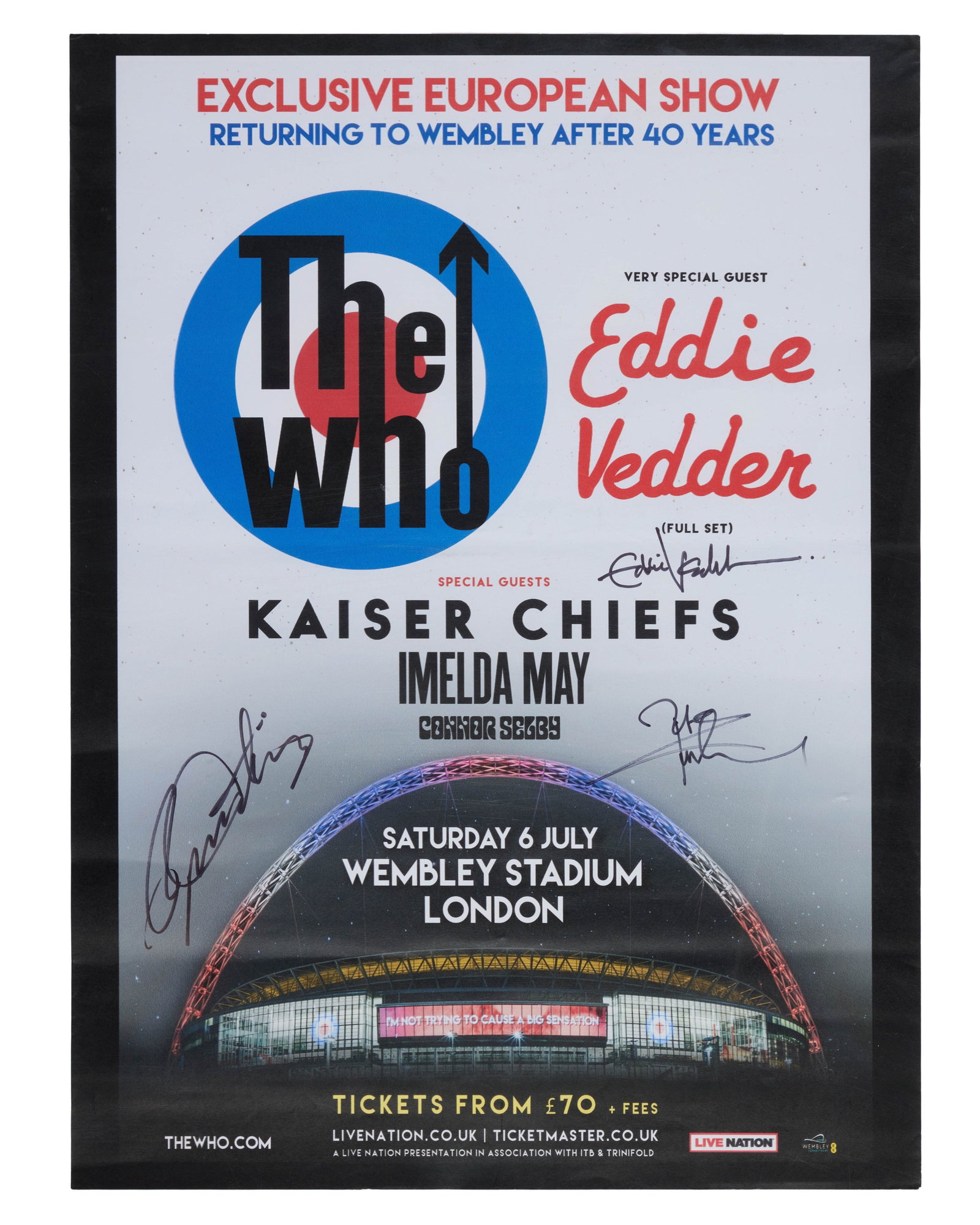The Who | Roger Daltrey, Pete Townshend, and Eddie Vedder Signed "Moving On!" Poster (1 of 4)