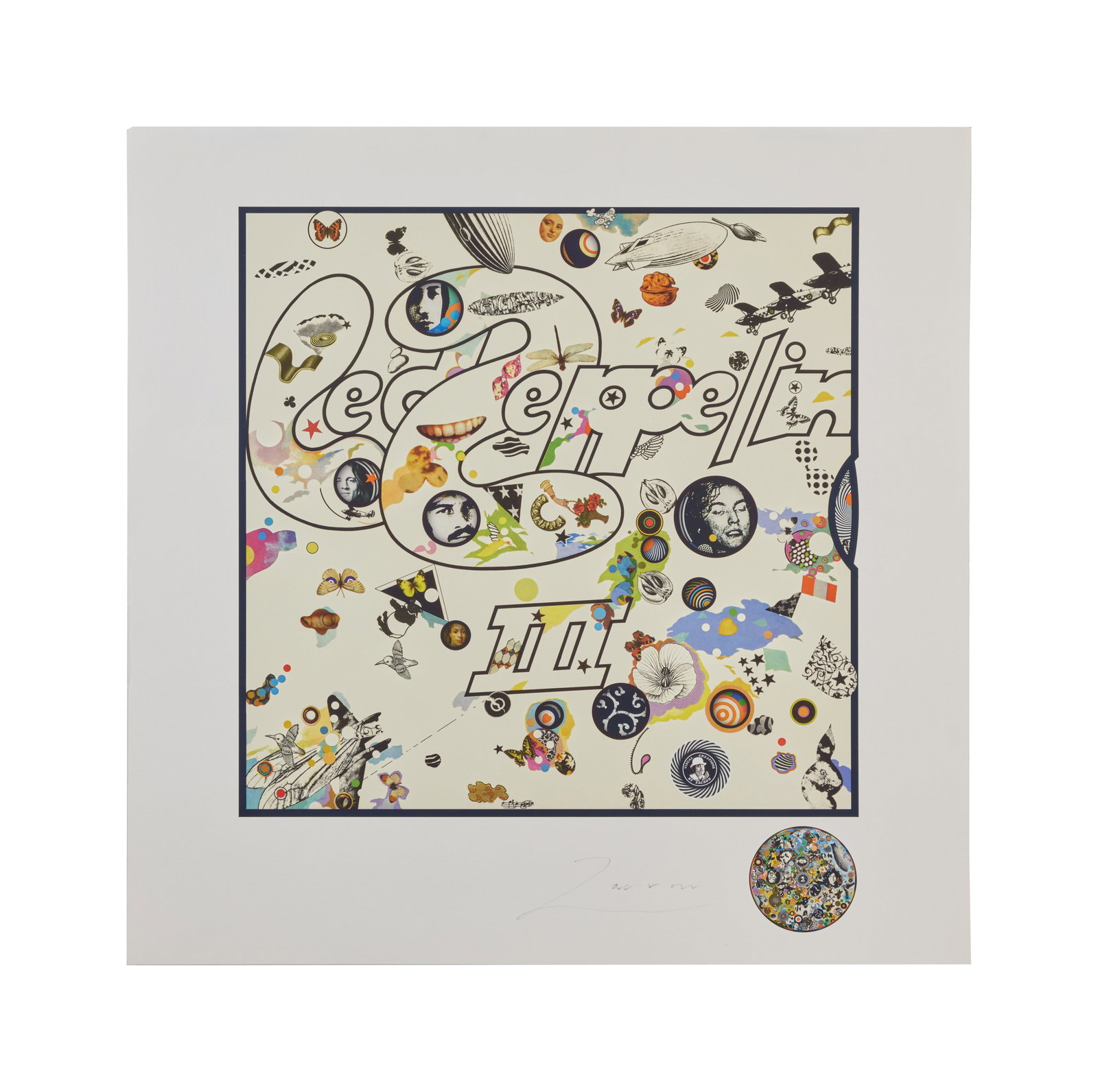 Led Zeppelin | "Led Zeppelin III" Limited Edition Artists Proof Screenprint Signed By The Album: A limited edition screenprint that depicts the front cover of the Led Zeppelin's 1970 album Led Zeppelin III, signed by the sleeve's designer Zacron AKA Richard Drew. Led Zeppelin commissioned Z
