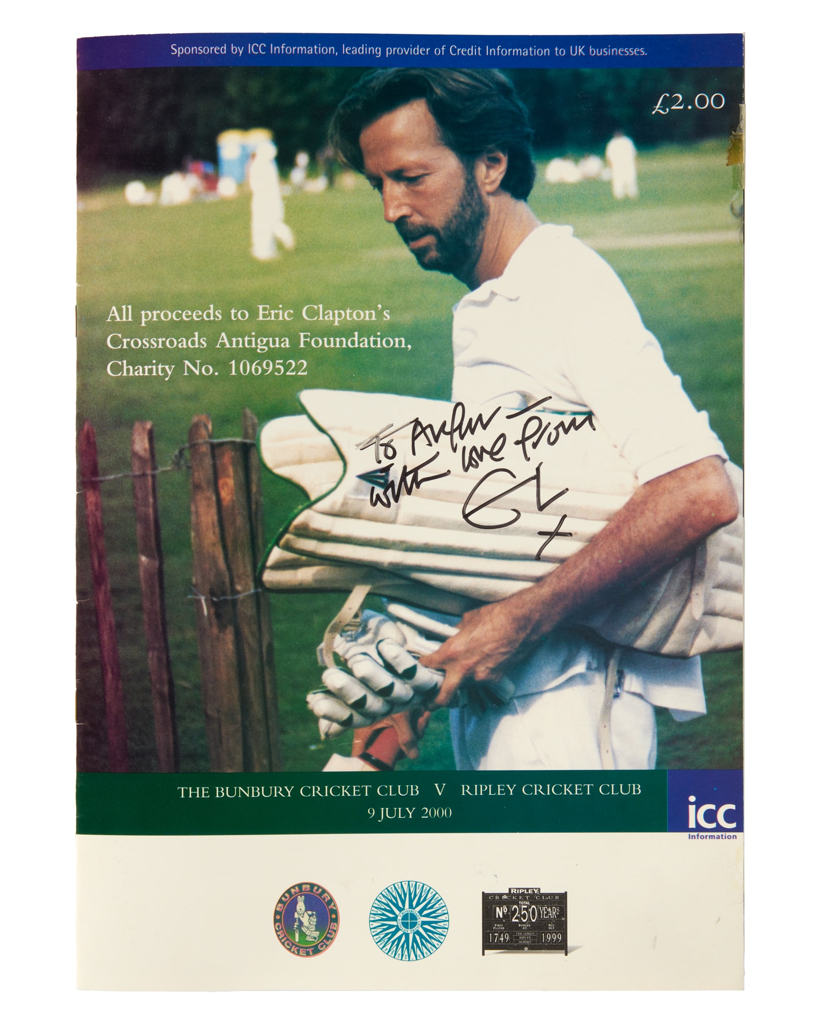 Eric Clapton | 2000 ICC Program Inscribed to David English (1 of 3)