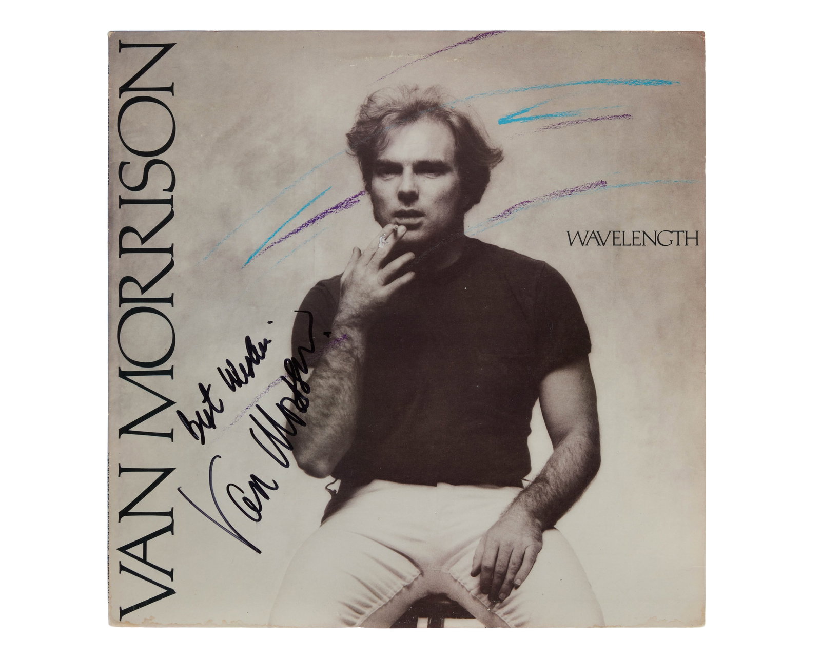 Van Morrison | Signed "Wavelength" Record Album: Van Morrison's record album, Wavelength, signed to the cover by him in black marker. Accompanied by a Certificate of Authenticity from Roger Epperson Authentication Ltd. (REAL).