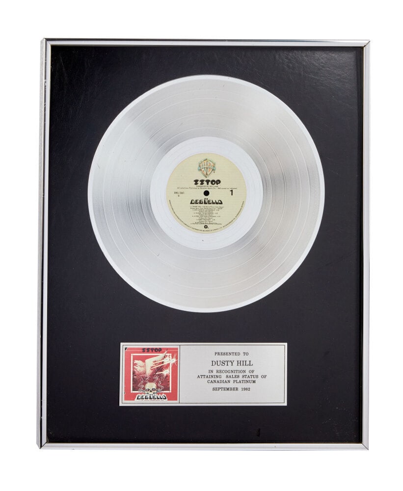 ZZ Top | Dusty Hill In-House "Platinum" Canadian Sales Award for "Deguello" (1 of 3)