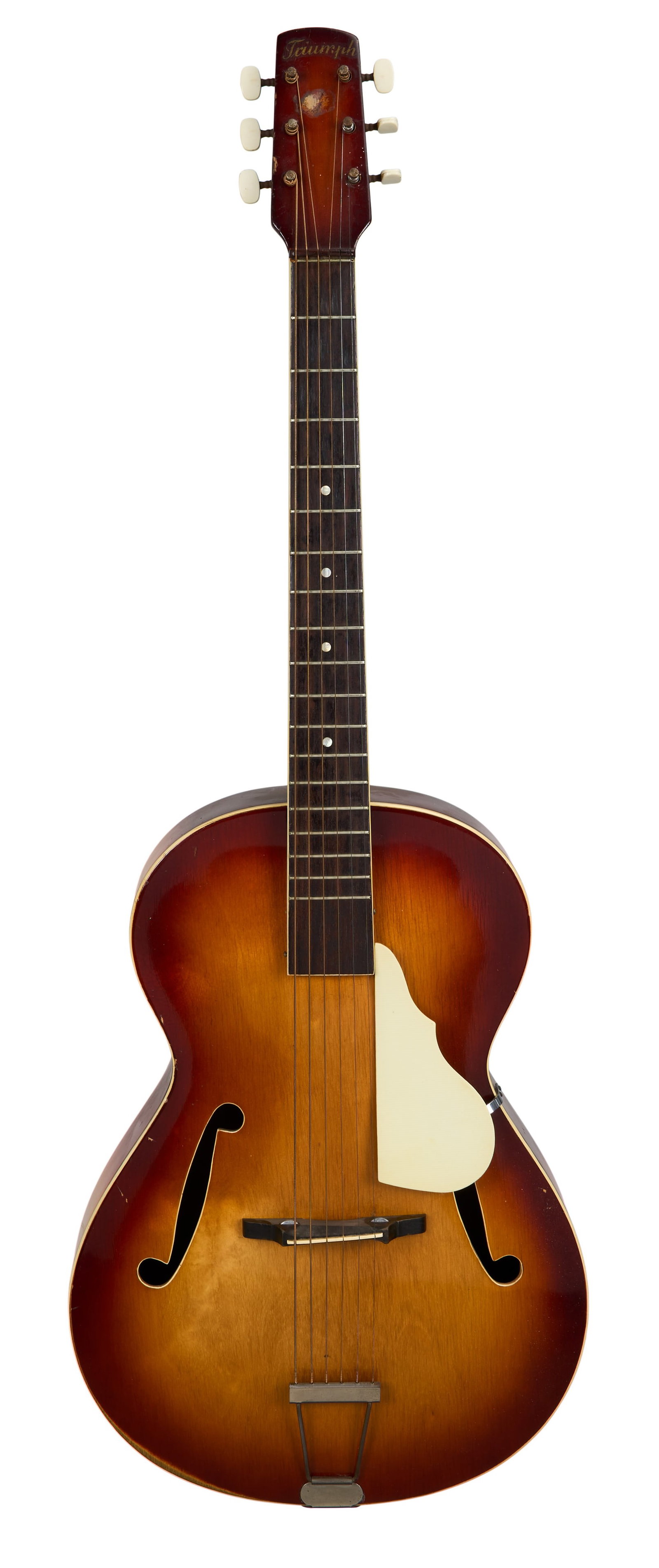 Fleetwood Mac | Peter Green Owned And Played 1950s Triumph Archtop Acoustic Guitar: A 1950s Triumph archtop acoustic guitar, serial #17794, made in Germany by Framus for Selmer. Owned and played by English blues rock singer, songwriter, and guitarist Peter Green, founder and band lea