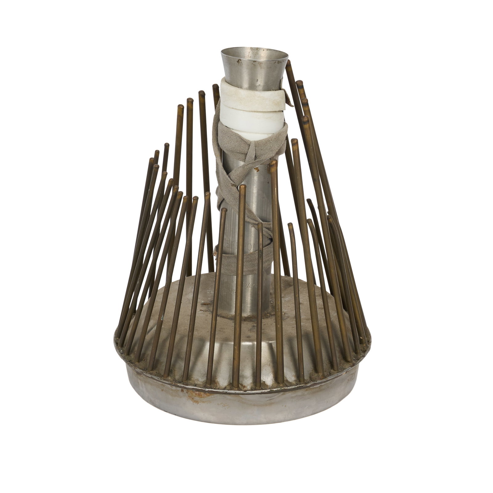 Ed Mann | Vintage Waterphone with Bow: A vintage waterphone with bow owned and used by Ed Mann. A waterphone is a rare instrument primarily used to score horror films. It is filled with water which adds to its eerie tone. It can be p
