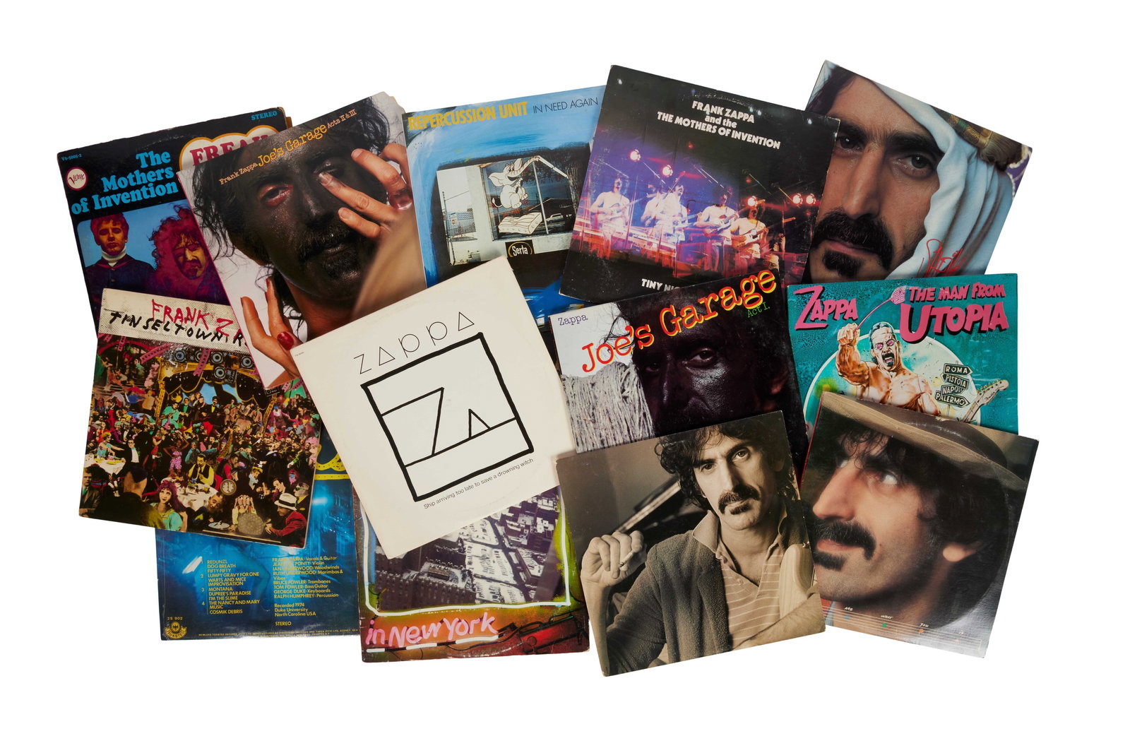 Ed Mann | Frank Zappa Record Collection: This is a collection of Zappa records that belonged to Ed Mann that he recorded percussion on, as well as some Mothers of Invention records he did not record on. The records included in this