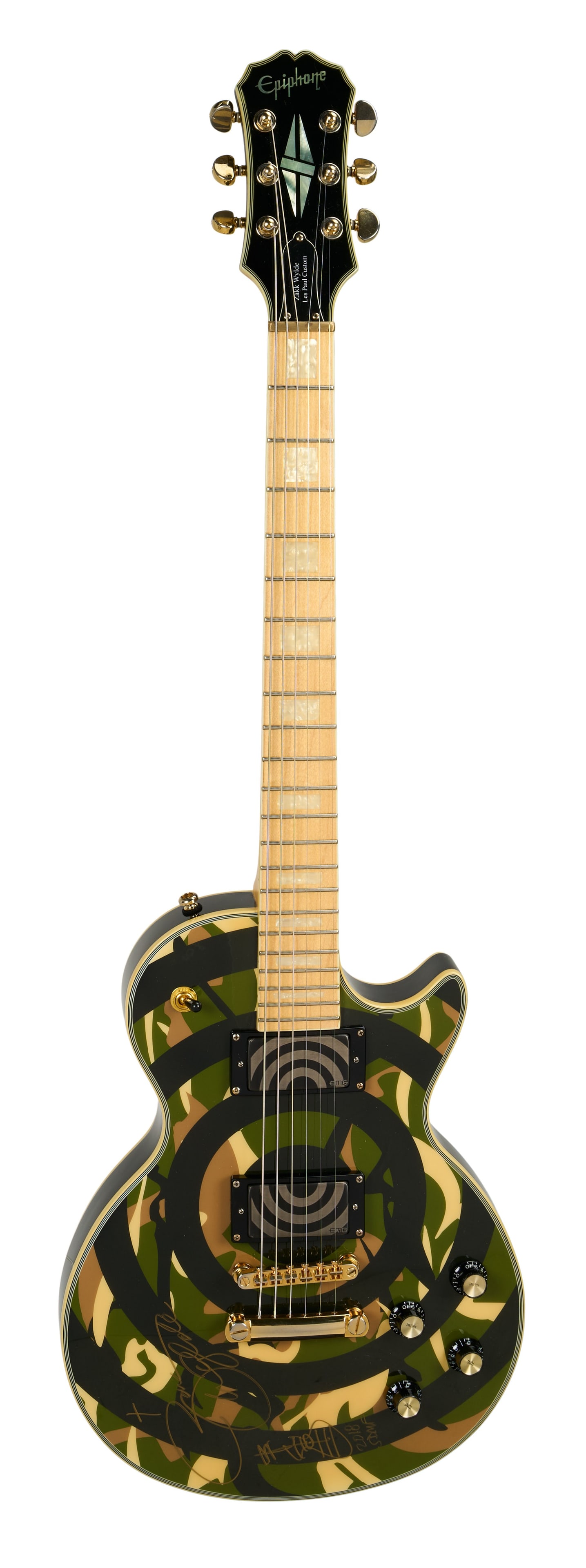 Zakk Wylde | Signed Epiphone Zakk Wylde Les Paul Custom Signature Model, Camouflage Bullseye (1 of 9)
