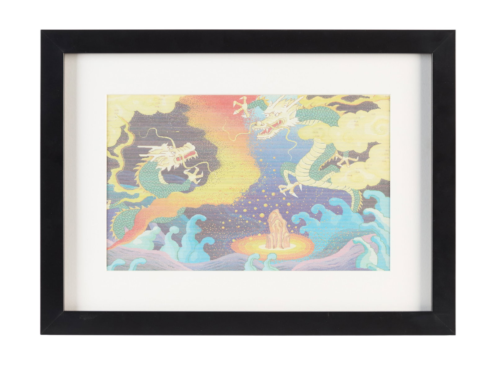 Ace Frehley | Dragon Digital Artwork: A framed and matted digital artwork depicting a dragon, c. 1990s, created by Ace Frehley of KISS.