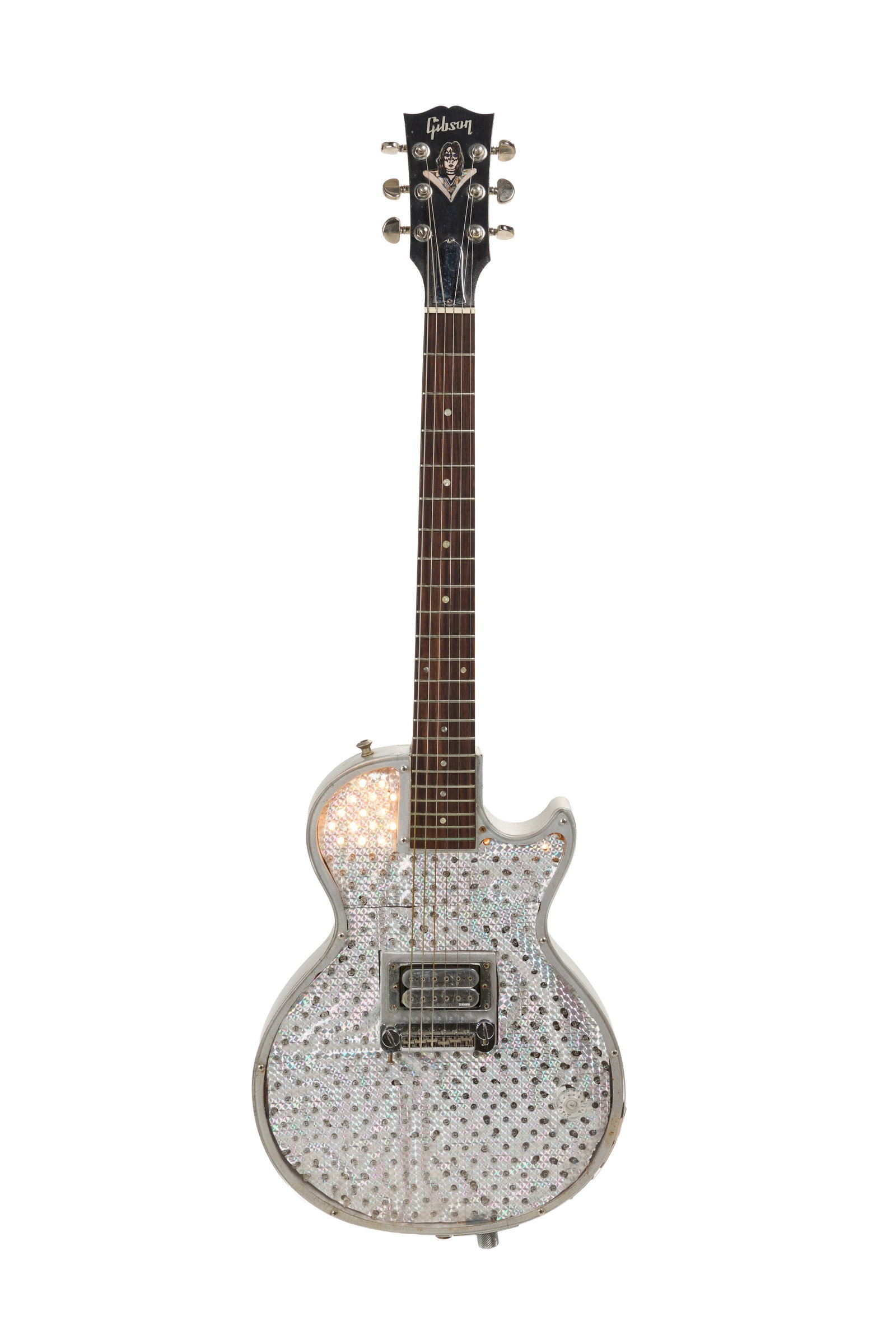 KISS | Ace Frehley's Stage Played 1996 KISS Reunion Tour Light Show Sanchez Custom Gibson Les Paul: A modified 1990s Gibson Les Paul Junior "Flasher" light show guitar played by Ace Frehley during the 1996-1997 KISS Reunion Tour (aka Alive/Worldwide Tour) including the band's appearance on the MTV V