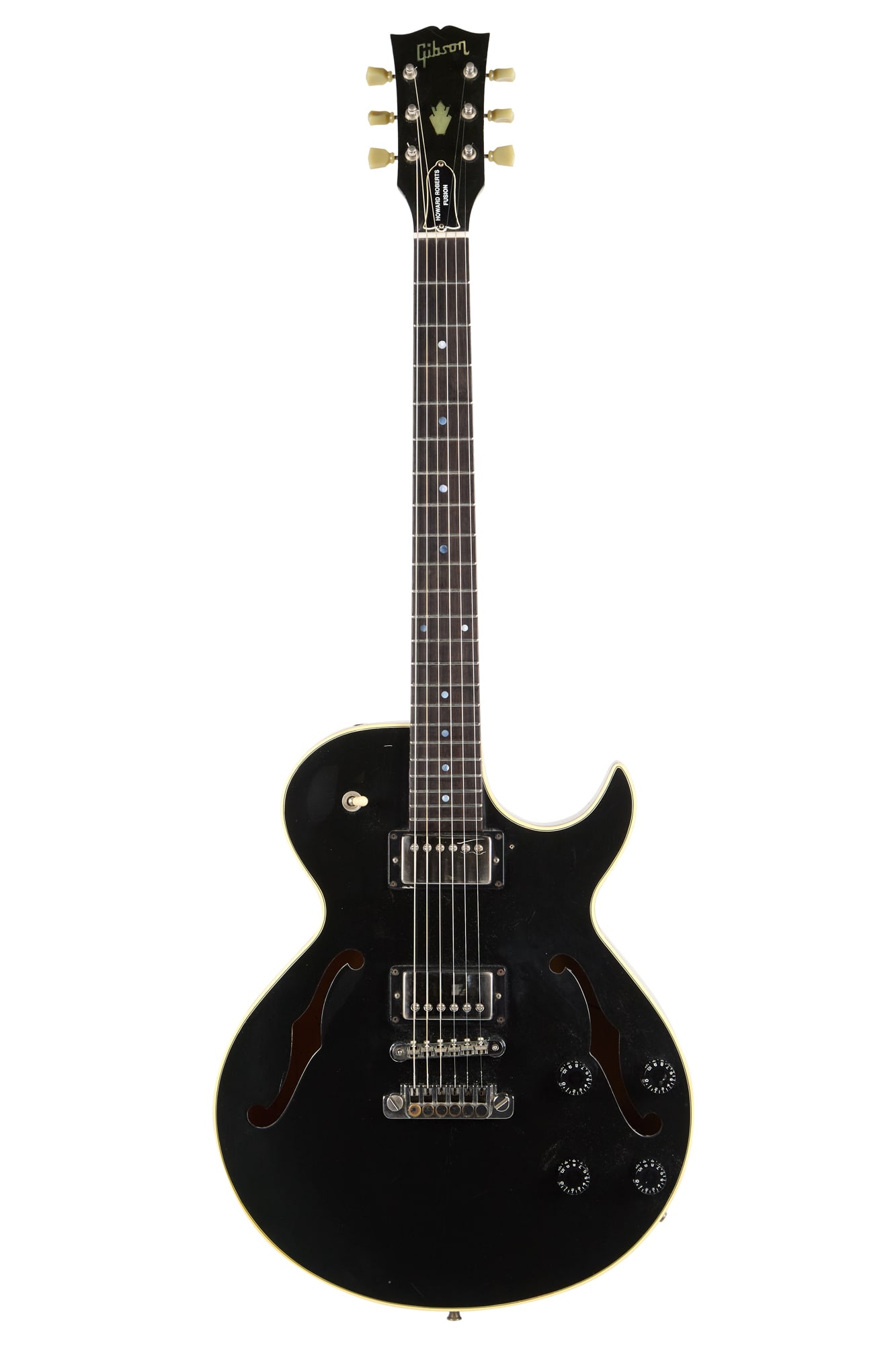 Guns N Roses | Izzy Stradlin's "Welcome To The Jungle" Video and Stage Played Gibson Howard Roberts: A 1987 Gibson Howard Roberts Fusion semi hollowbody electric guitar, serial #80377553, stage and studio played by Guns N Roses guitarist Izzy Stradlin. This guitar was given to Stradlin by Gibson in 1
