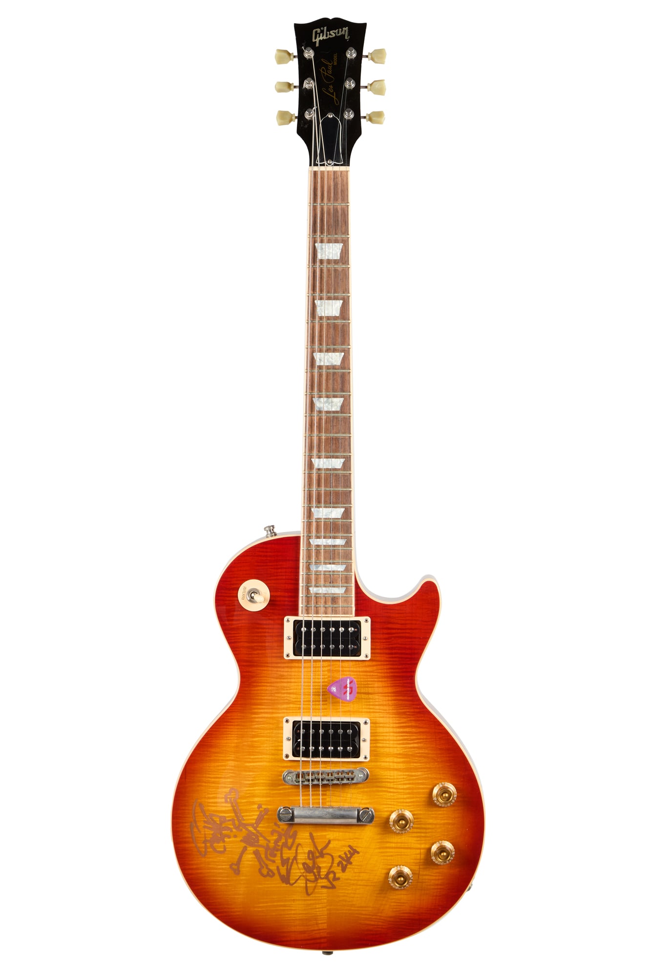 Slash | Velvet Revolver Stage Played and Signed Gibson Les Paul Classic with Photograph: A 2003 Gibson Les Paul Classic electric guitar, serial #03523511, in Heritage Cherry Sunburst finish over a highly figured flame maple top. Slash played this very guitar onstage with Velvet Revolver &