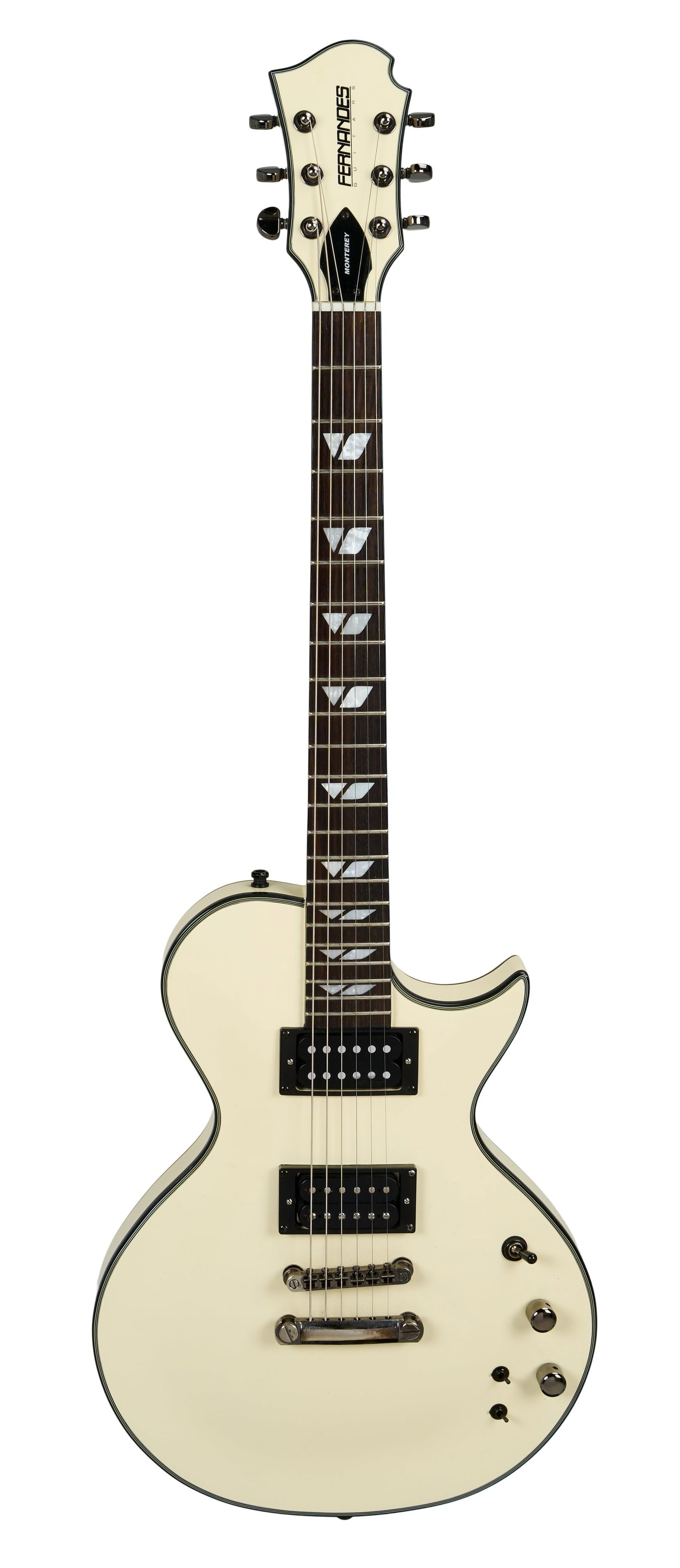 Guns N Roses | Richard Fortus Owned and Played Fernandes Monterey Elite Electric Guitar, White: A Fernandes Monterey Elite electric guitar in white finish. Formerly from the collection of longtime Guns N Roses guitarist Richard Fortus, this guitar was sold by Chicago Music Exchange in 2021 and