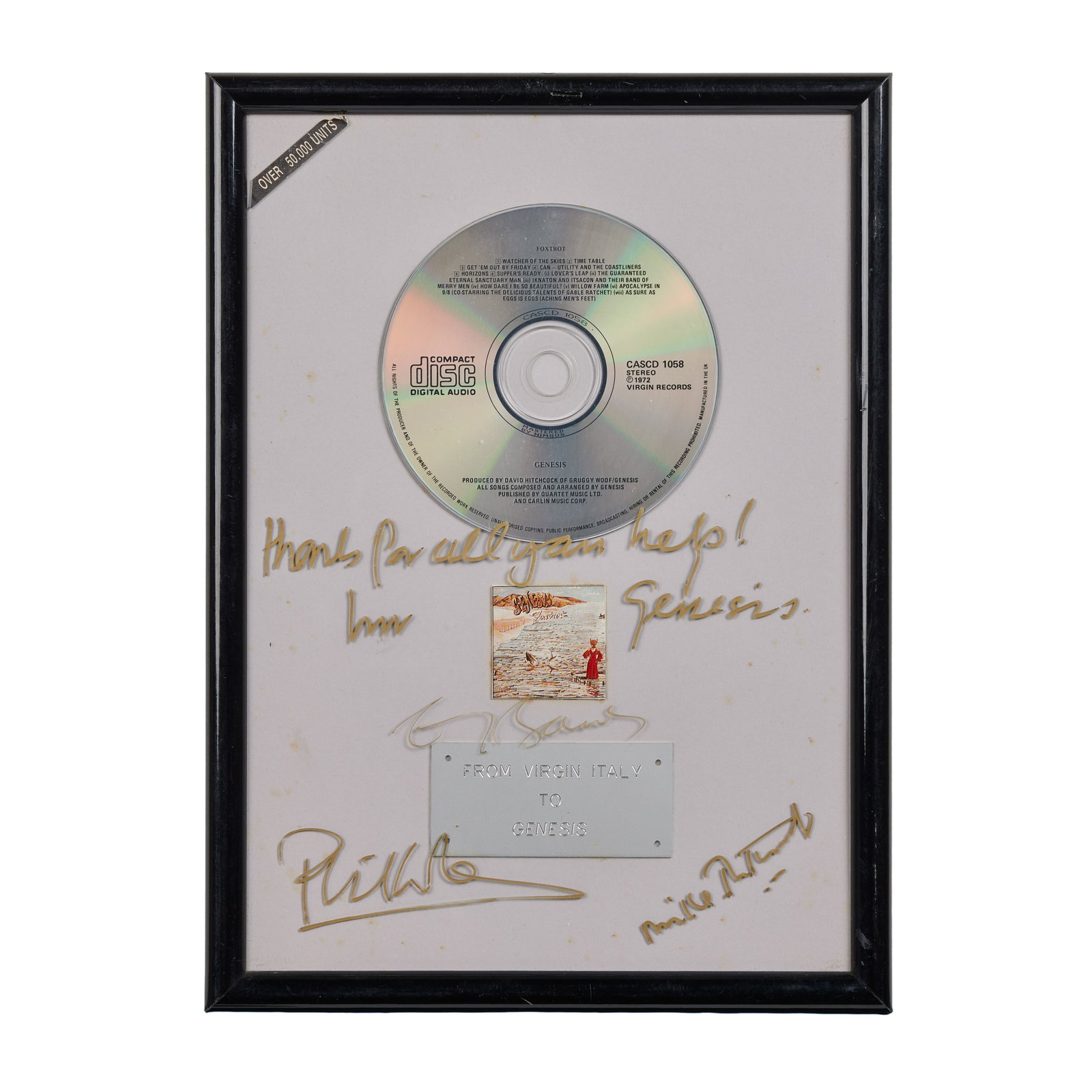 Genesis | Autographed "Foxtrot" CD Award (1 of 5)