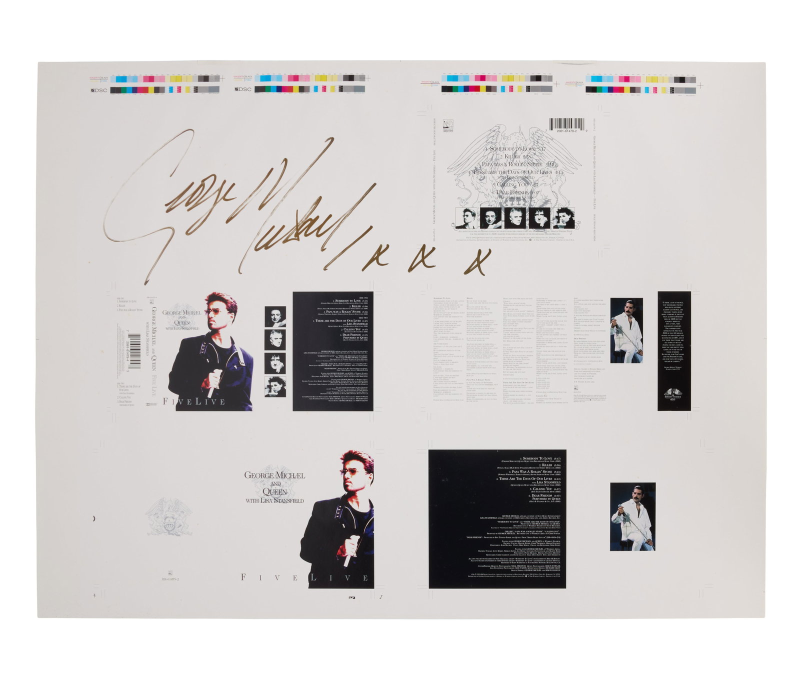 George Michael | Signed Printer's Proof for "Five Live" Album Artwork (1 of 3)