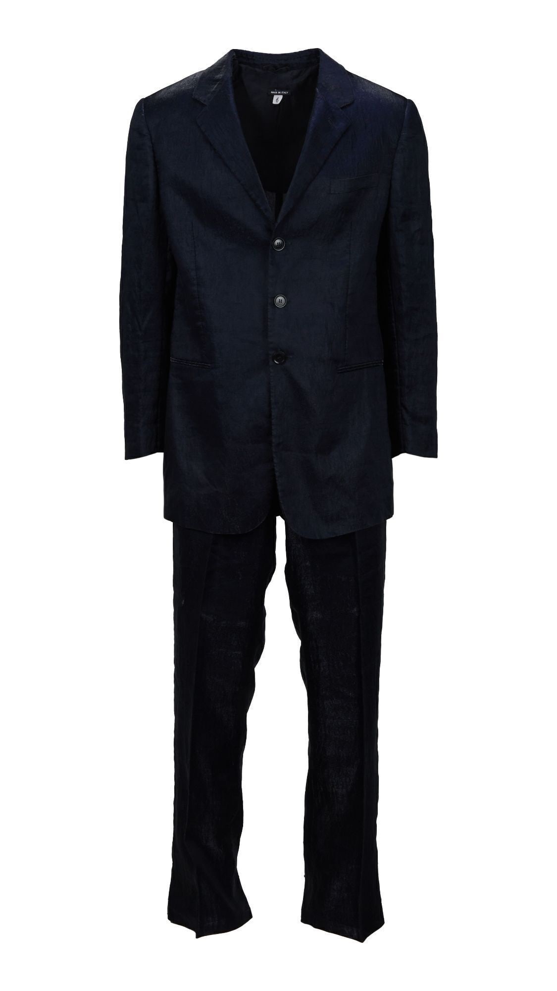 George Michael | 2006-07 "25" Live Tour Custom-Made Giorgio Armani Suit: A custom-made Giorgio Armani suit, made to be worn by George Michael during his "25" Live Tour in 2006/2007. The suit includes an iridescent midnight-blue three-button jacket and matching flat-front