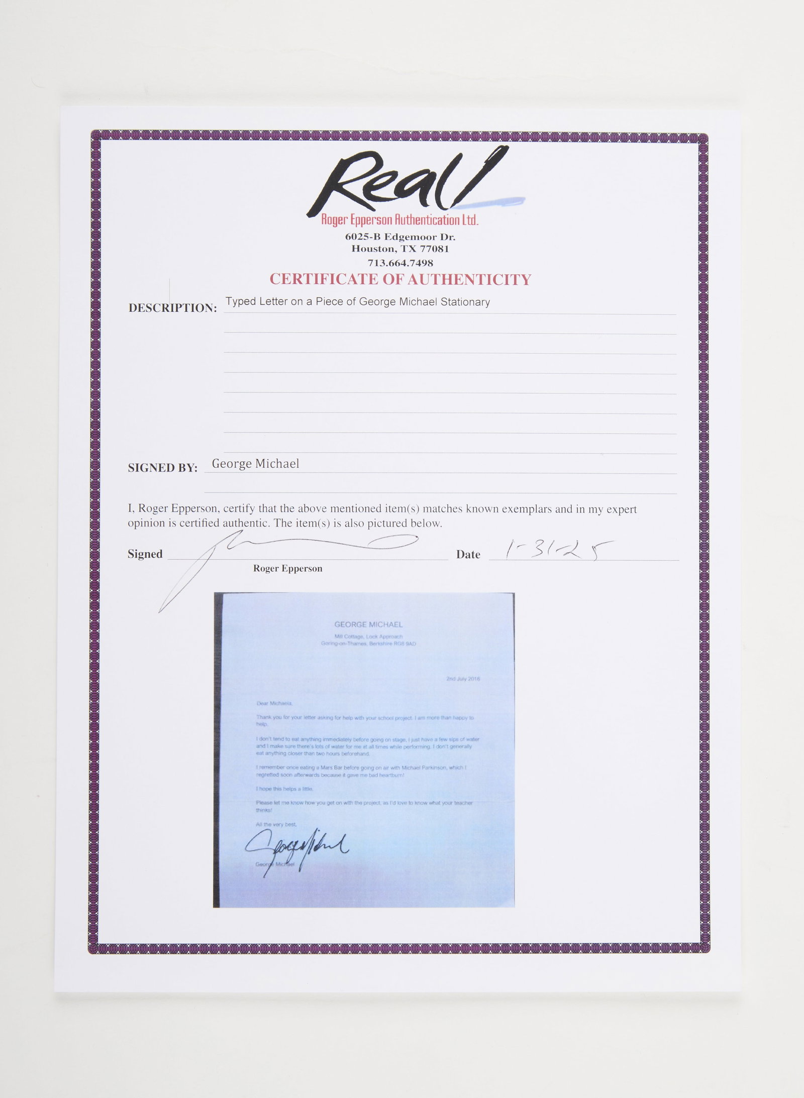 George Michael | 2016 Signed Letter - 3