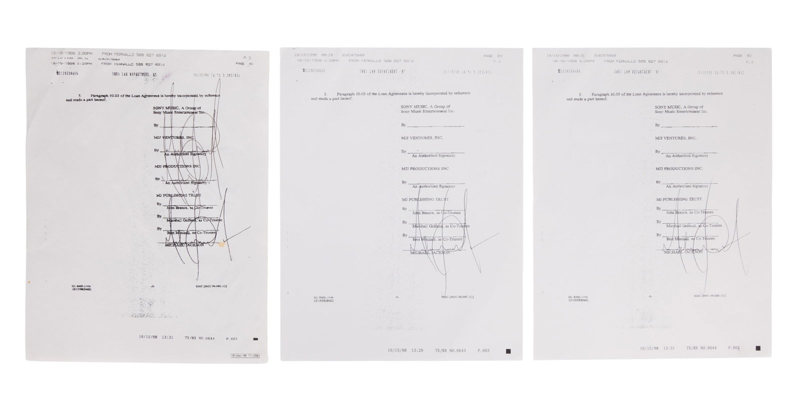 Michael Jackson | 1998 Signed Amendment to Loan and Security Contract - 2