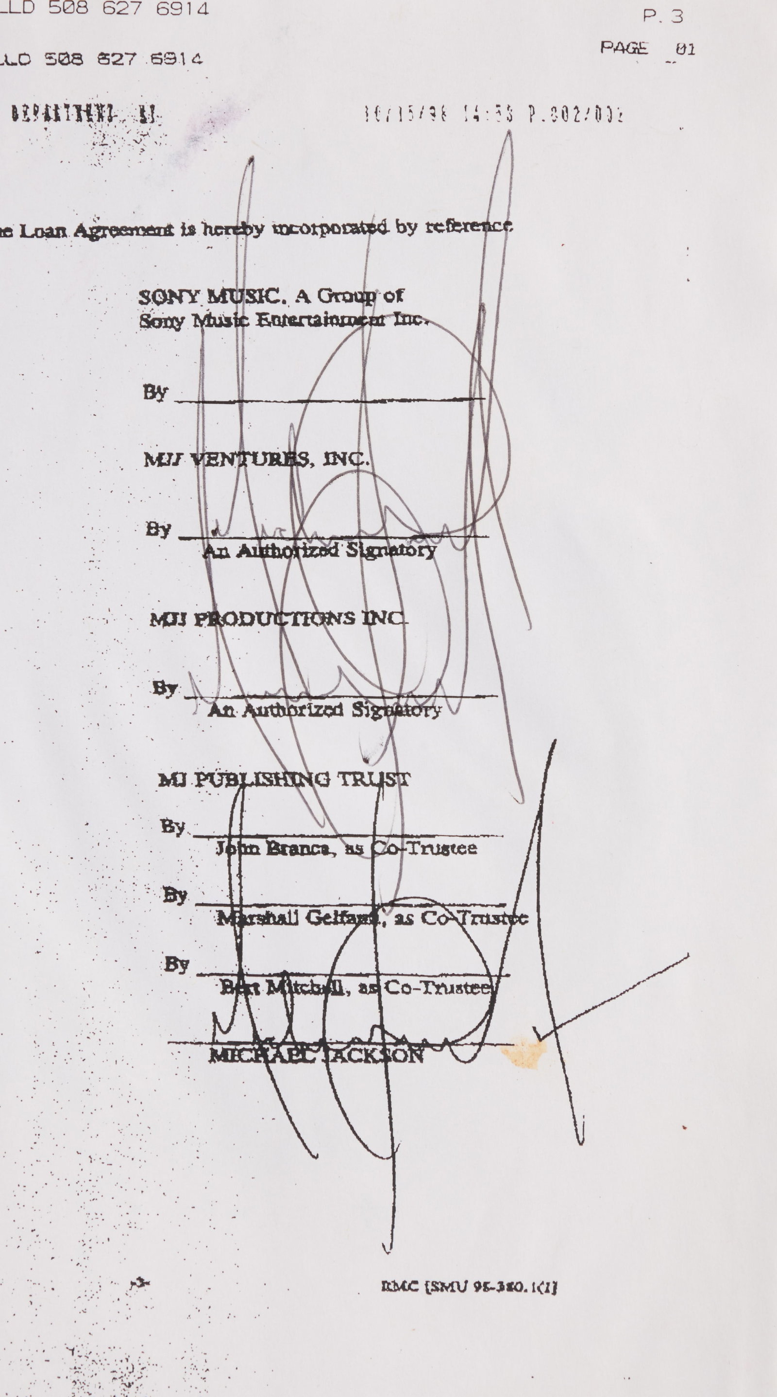 Michael Jackson | 1998 Signed Amendment to Loan and Security Contract - 3
