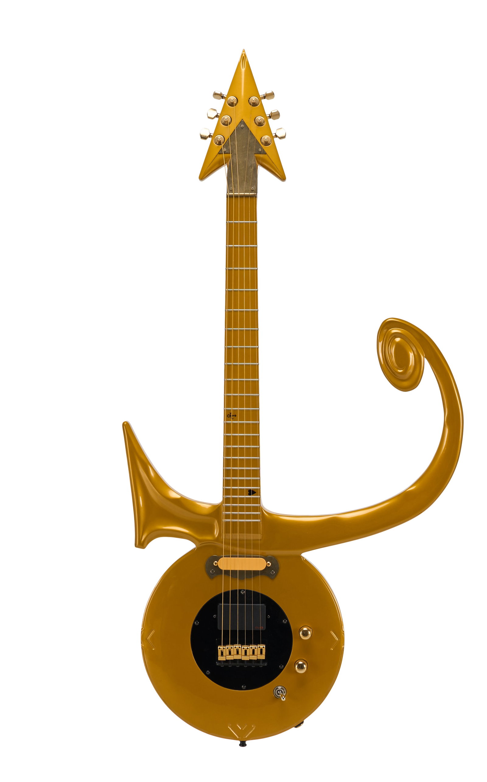 Custom Electric Guitar in the Shape of Prince's Love Symbol, Gold Metallic (1 of 6)